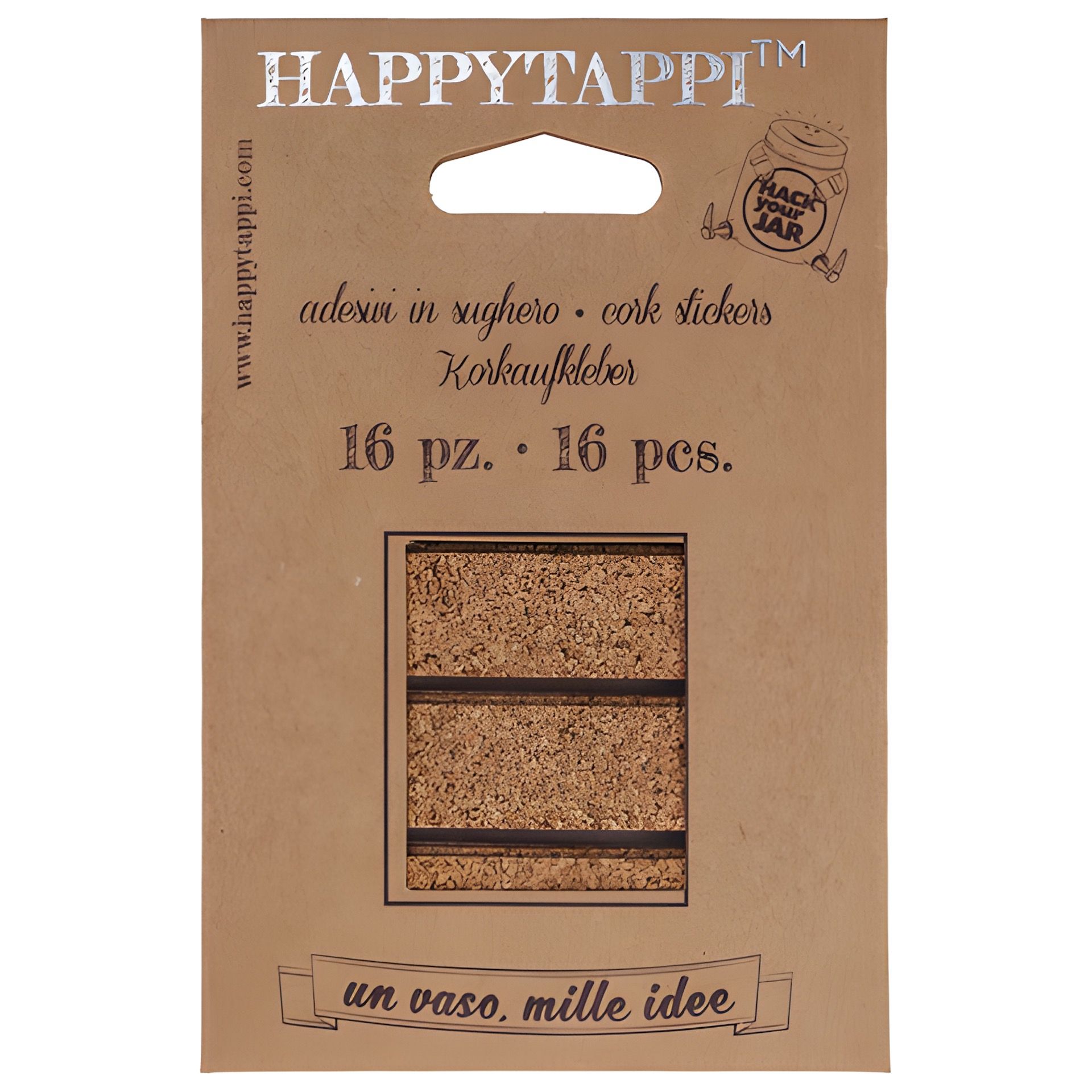 HappyTappi Kork-Sticker 73 x 18 mm, 16 Stück