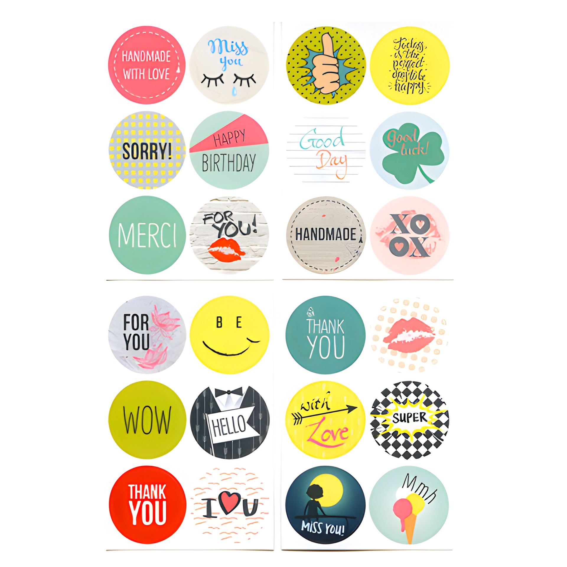 Rund-Sticker 'Cool Wishes' Ø 4 cm, 24 Stück