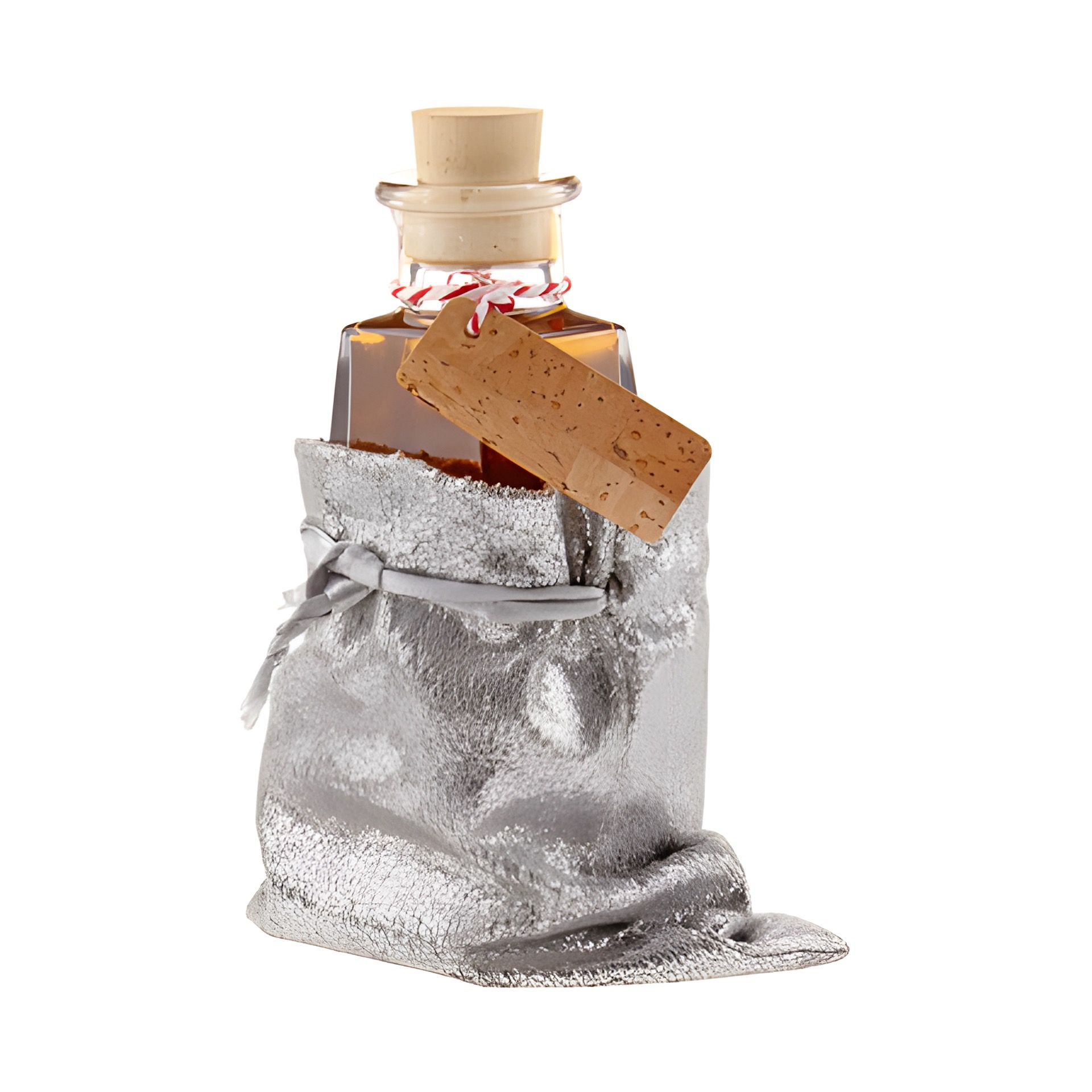 Stoffbeutel rosé/silber glänzend, 11 x 15 cm