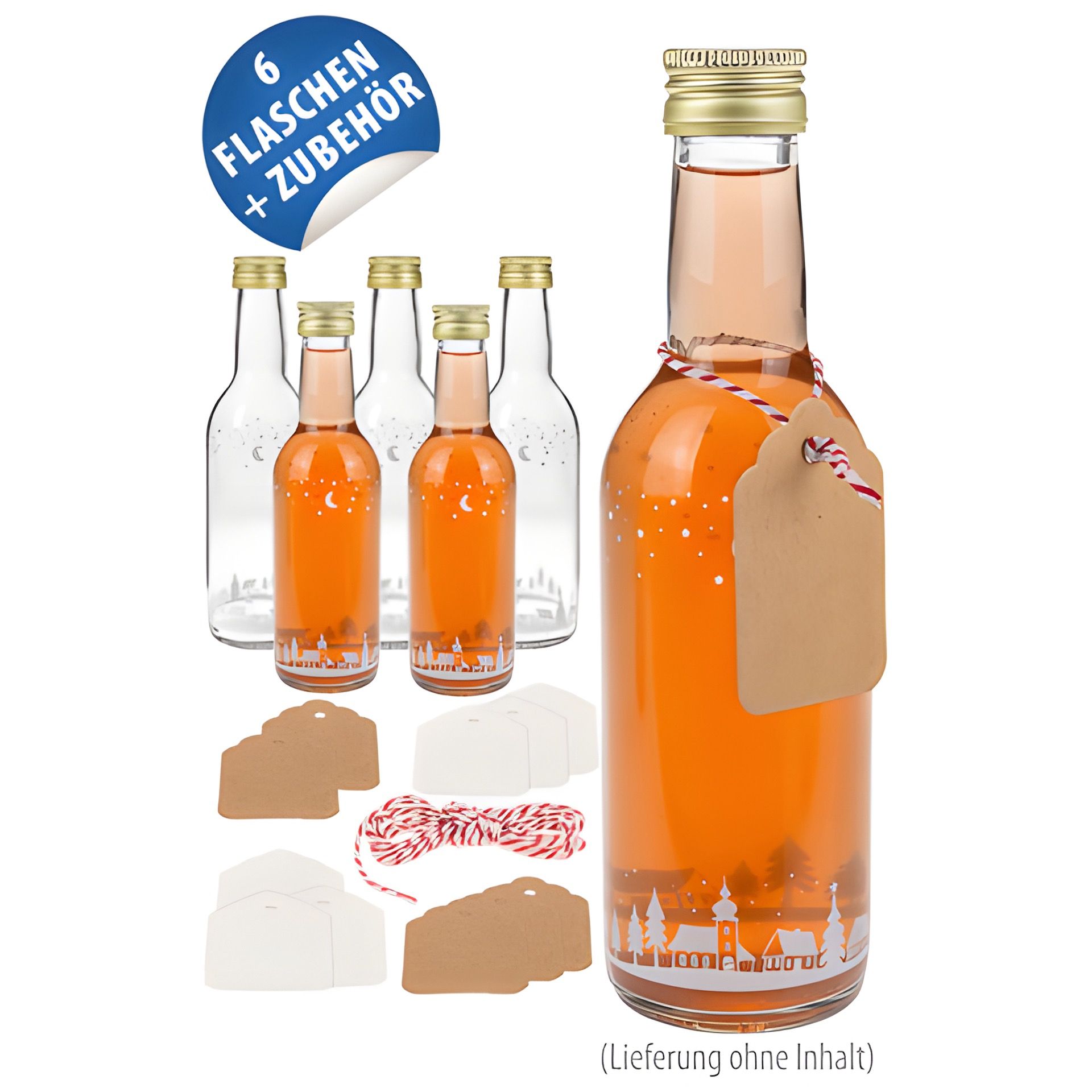 Weihnachtsflasche 'Winterlandschaft', 6er Set