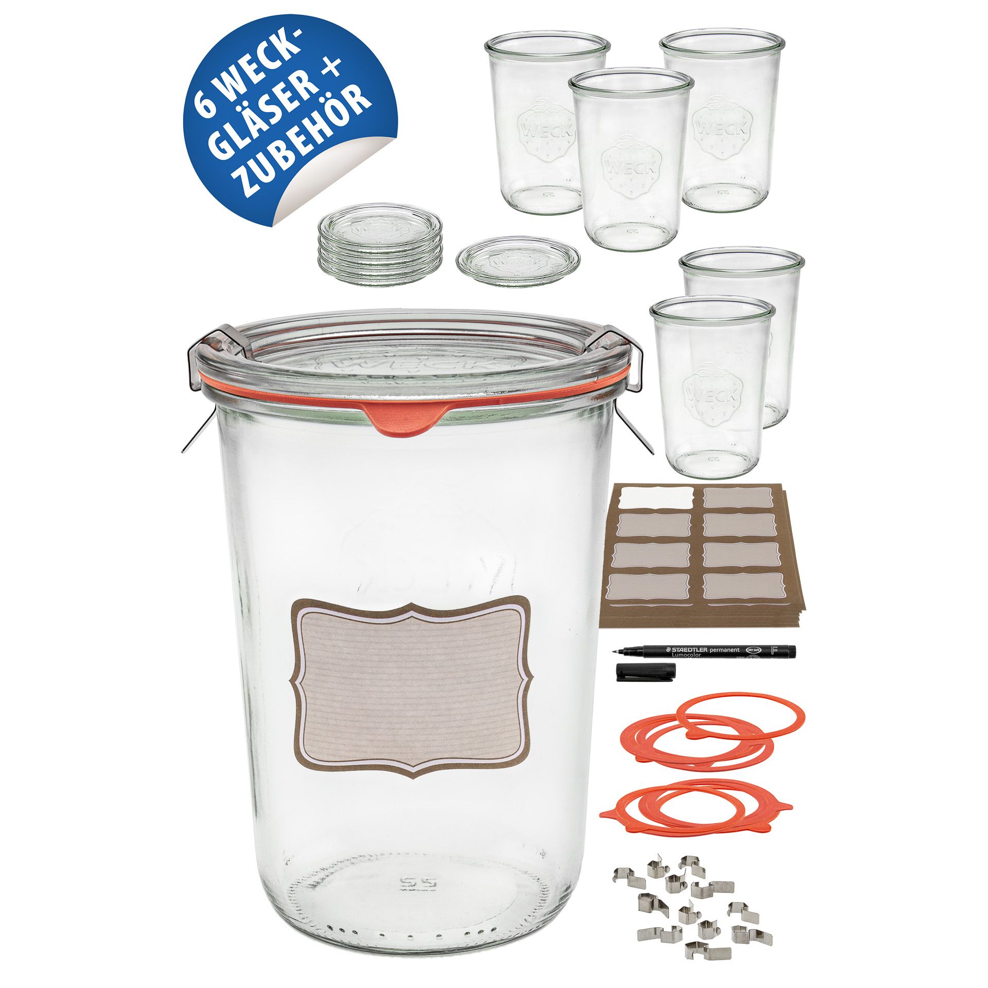 Brot und Kuchen im WECK-Glas 3/4 Liter, 6er Set