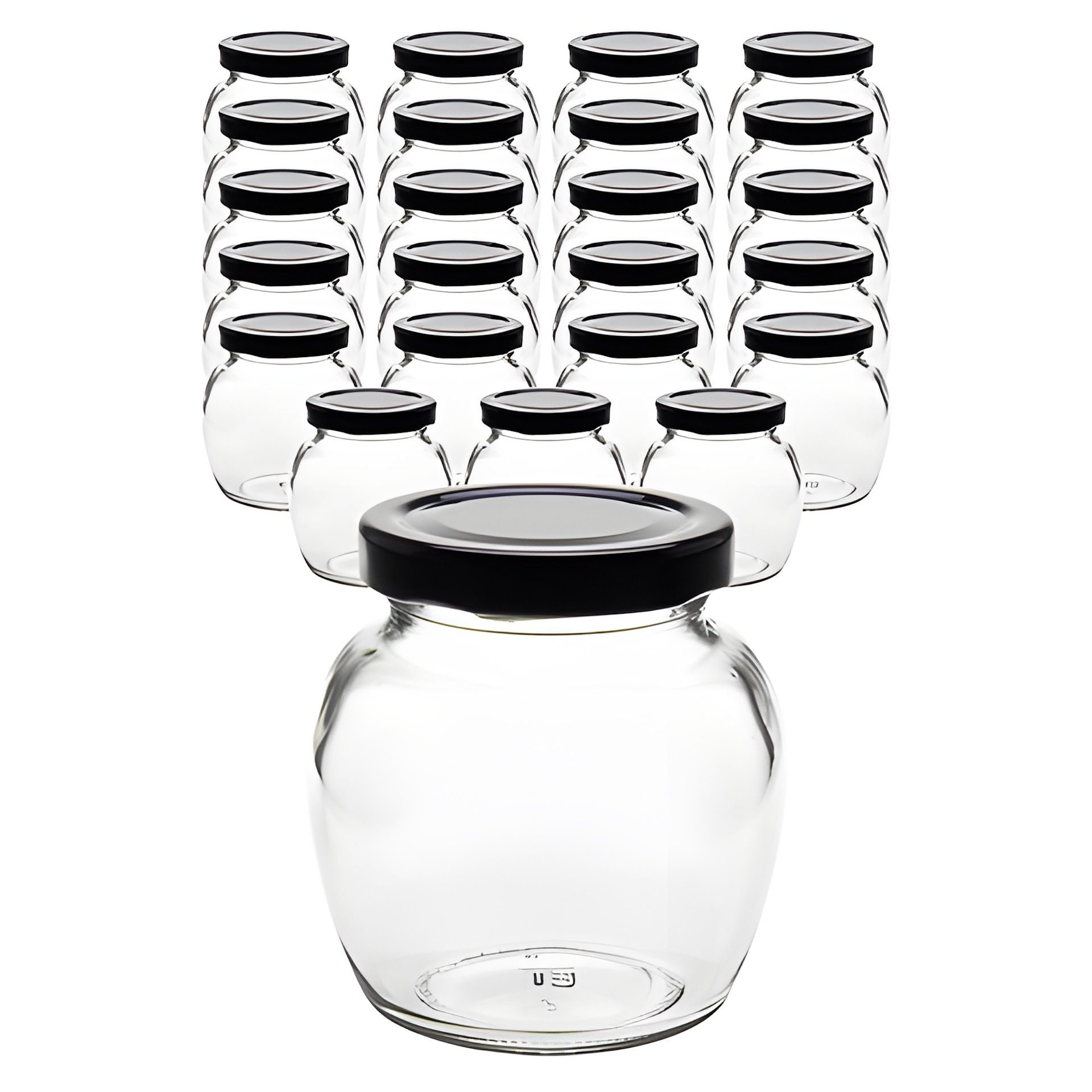 24er Set Schmuckglas 212 ml mit Deckel schwarz