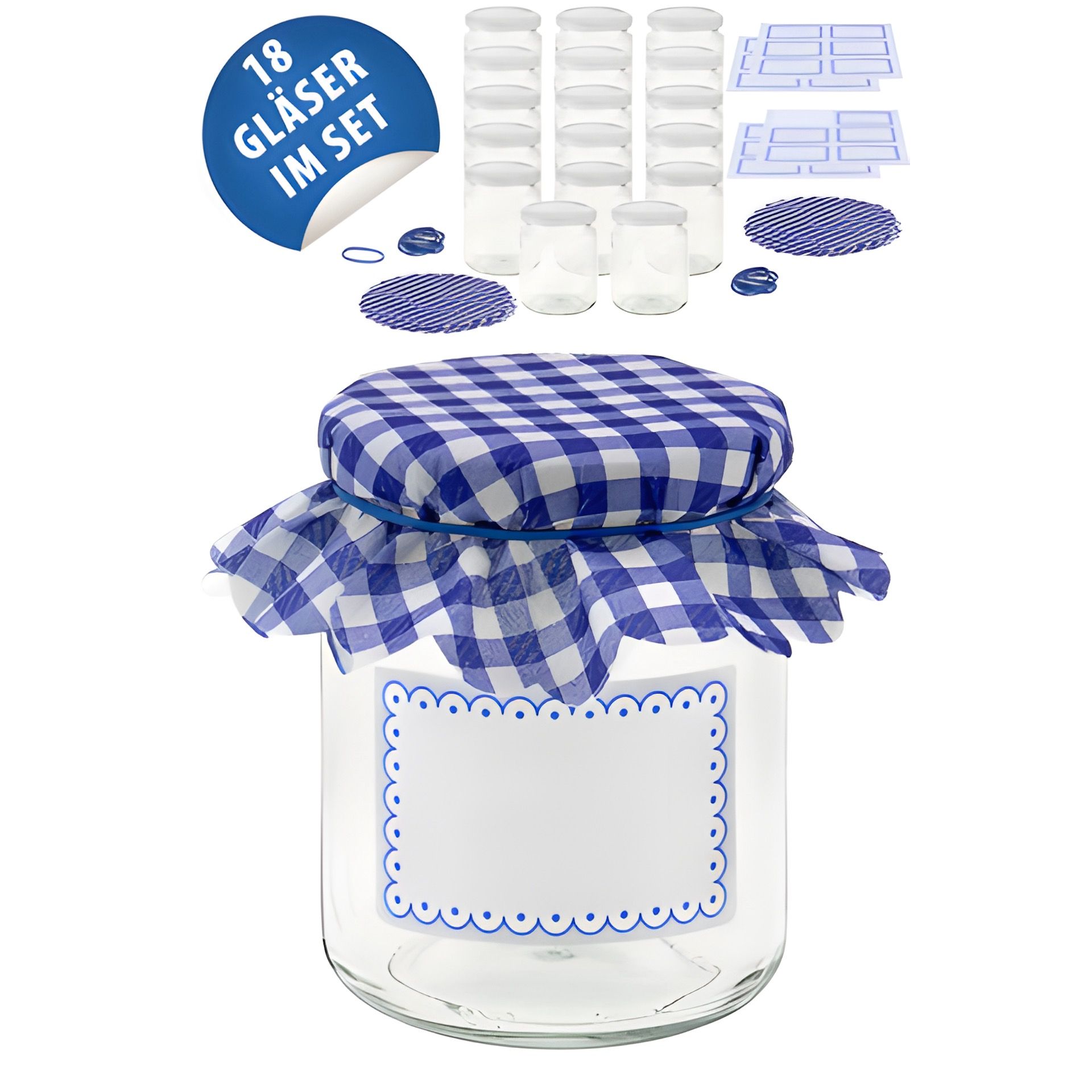 Rundglas 275 ml 'Blau-Weiß', 18er Set