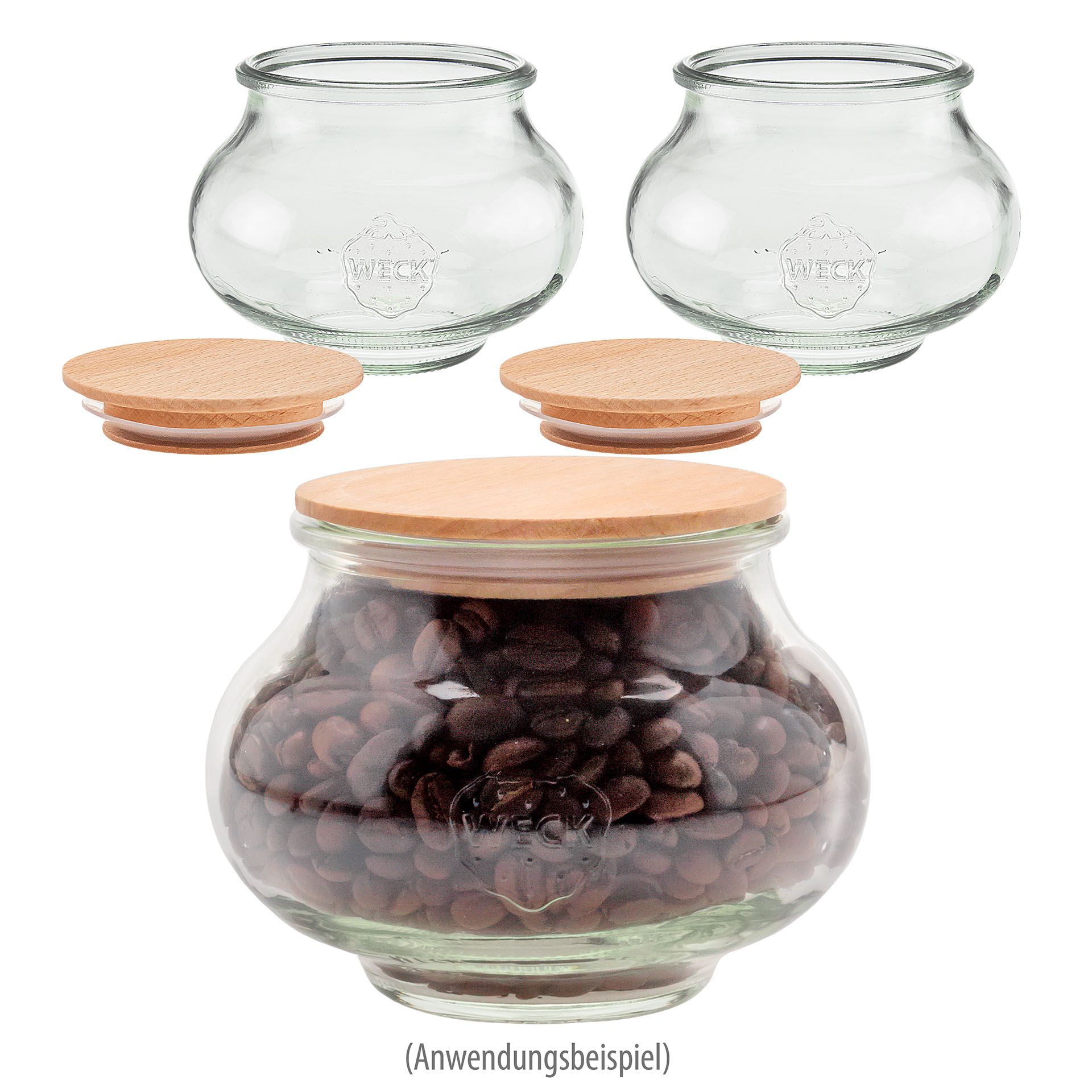 WECK-Schmuckglas  560 ml mit Holzdeckel, 3er Set