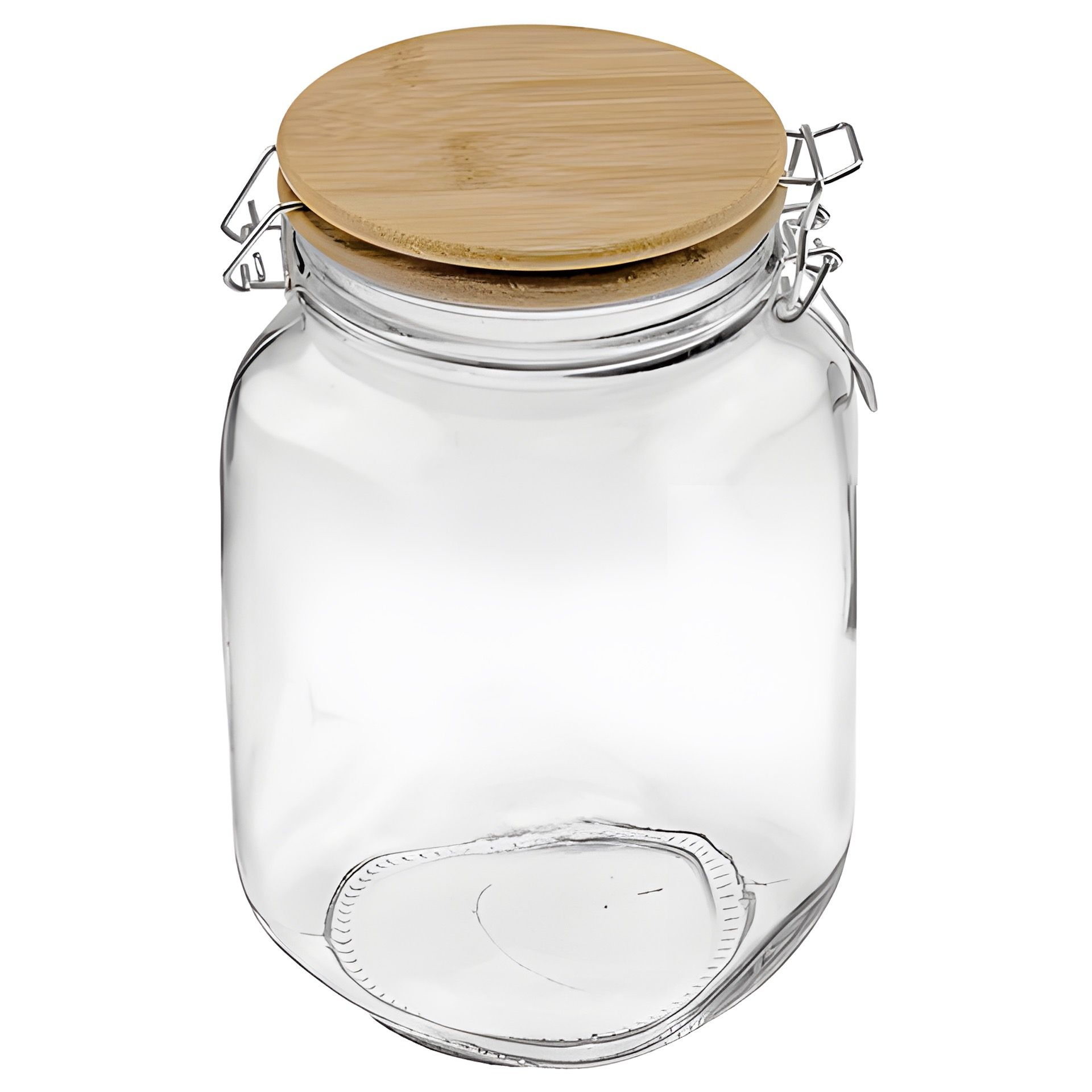 Bügelglas 1500 ml eckig mit Bambusdeckel