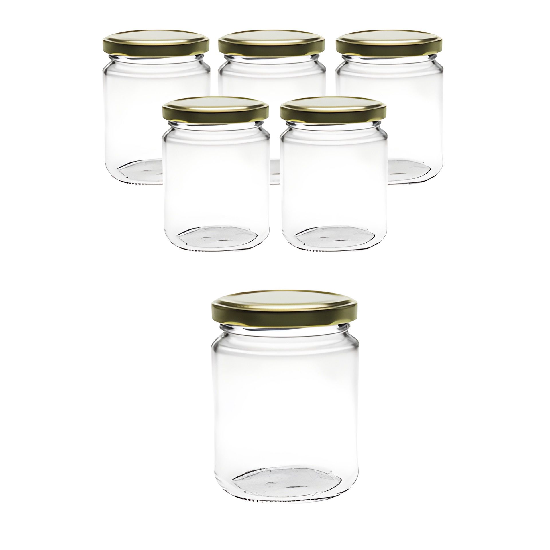 6er Set Rundglas 275 ml mit Deckel gold