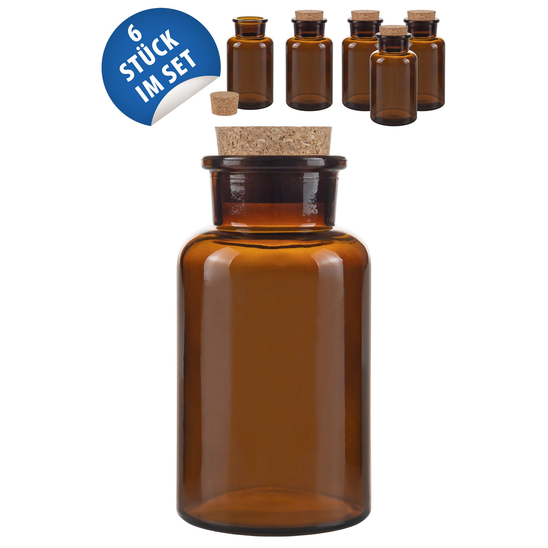 Korkenglas 300 ml braun beschichtet, 6er Set