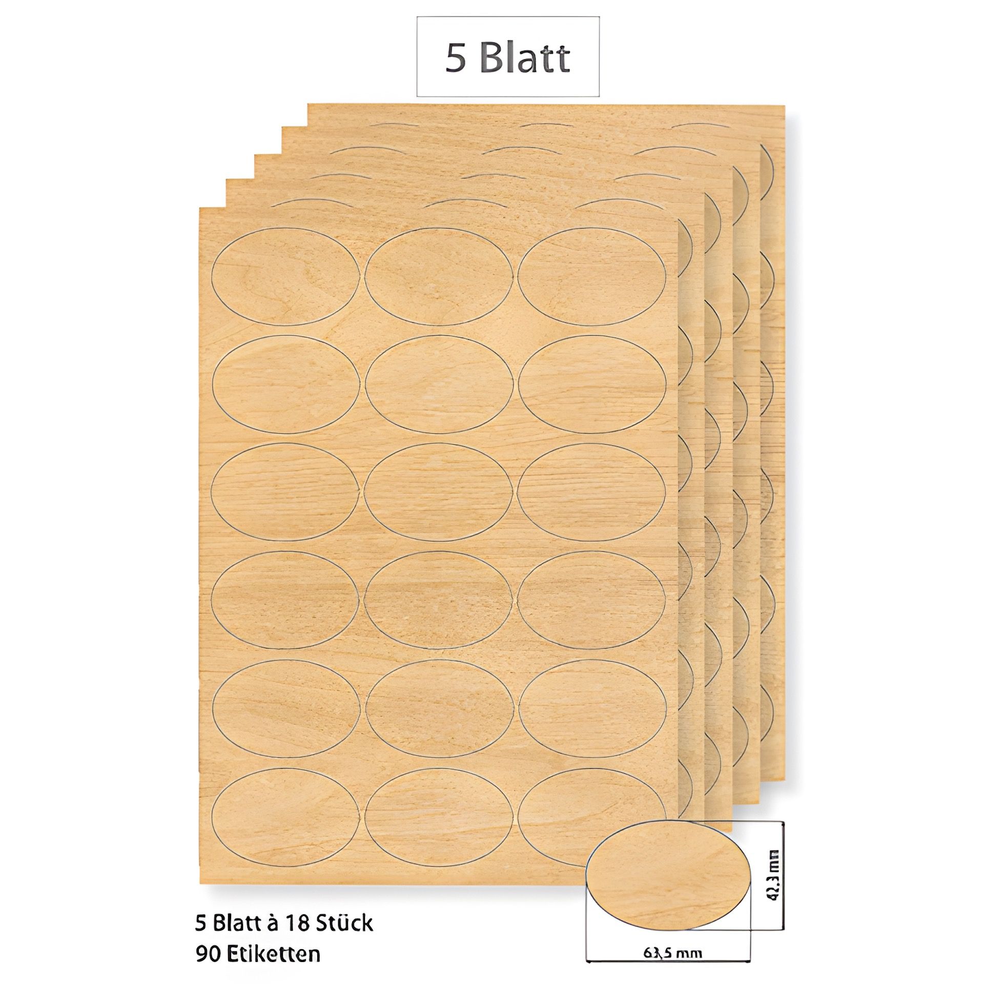 Steffis Etiketten 63,5 x 42,3 mm Holzdekor - 5 Blatt A4