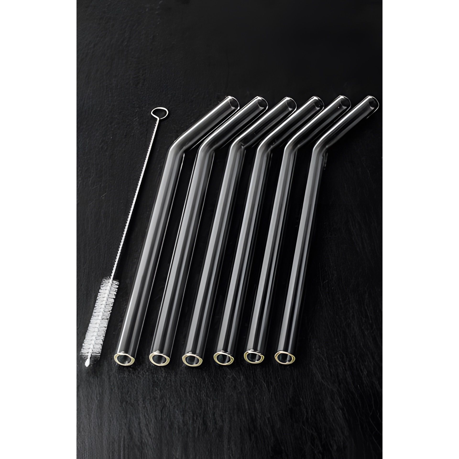 Glastrinkhalme 20 cm, Ø 10 mm mit Knick, 6 Stück