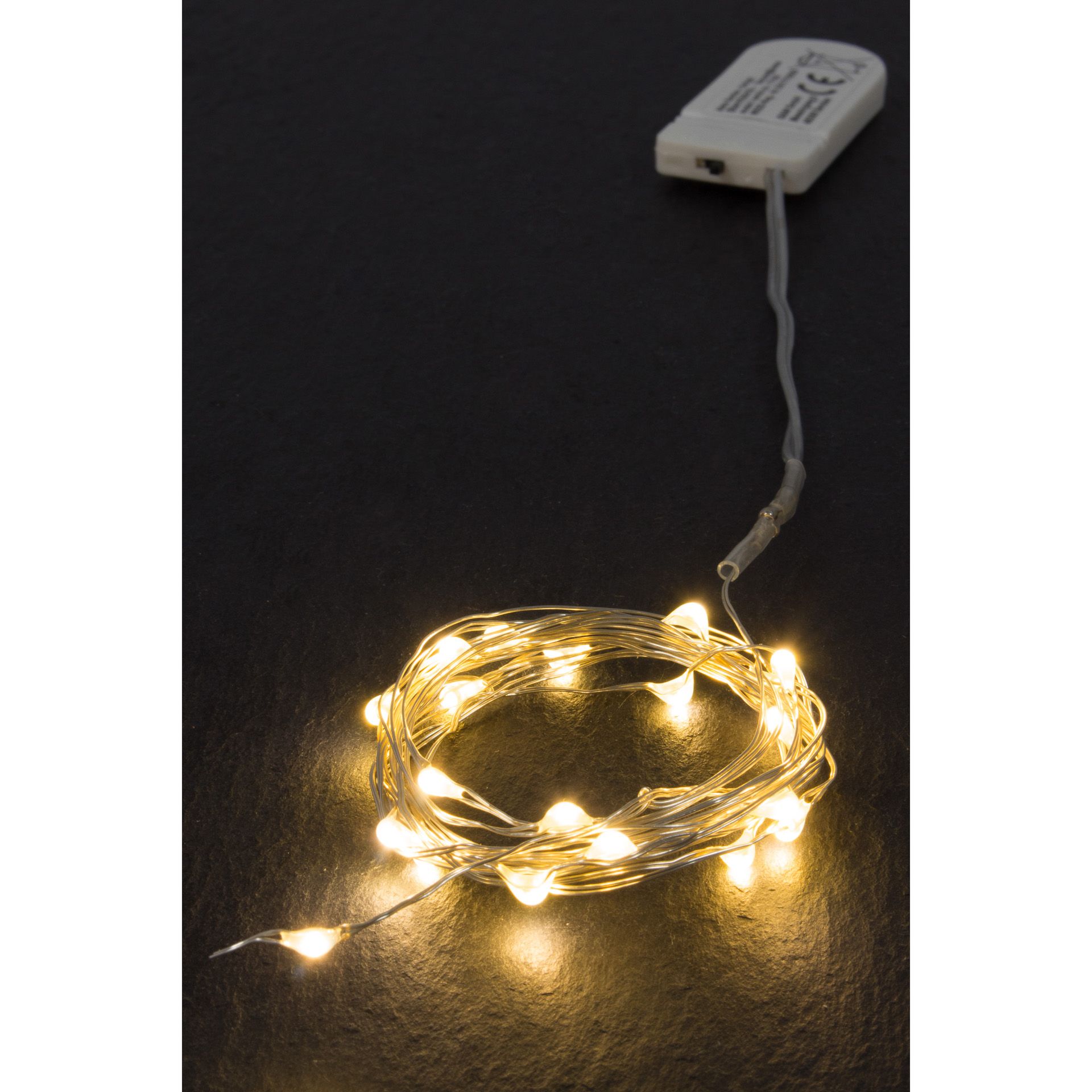 Lichterkette mit 20 LEDs weiß, Minibatteriefach