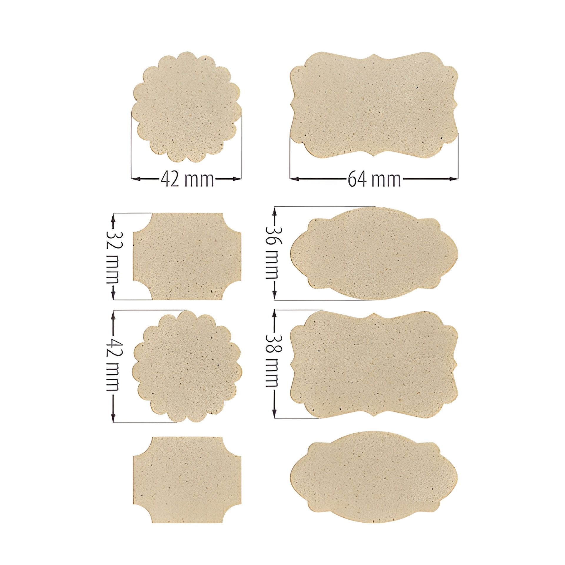 Deckchen-Set Ø 100 mm natur mit Grasetiketten, 33-teilig