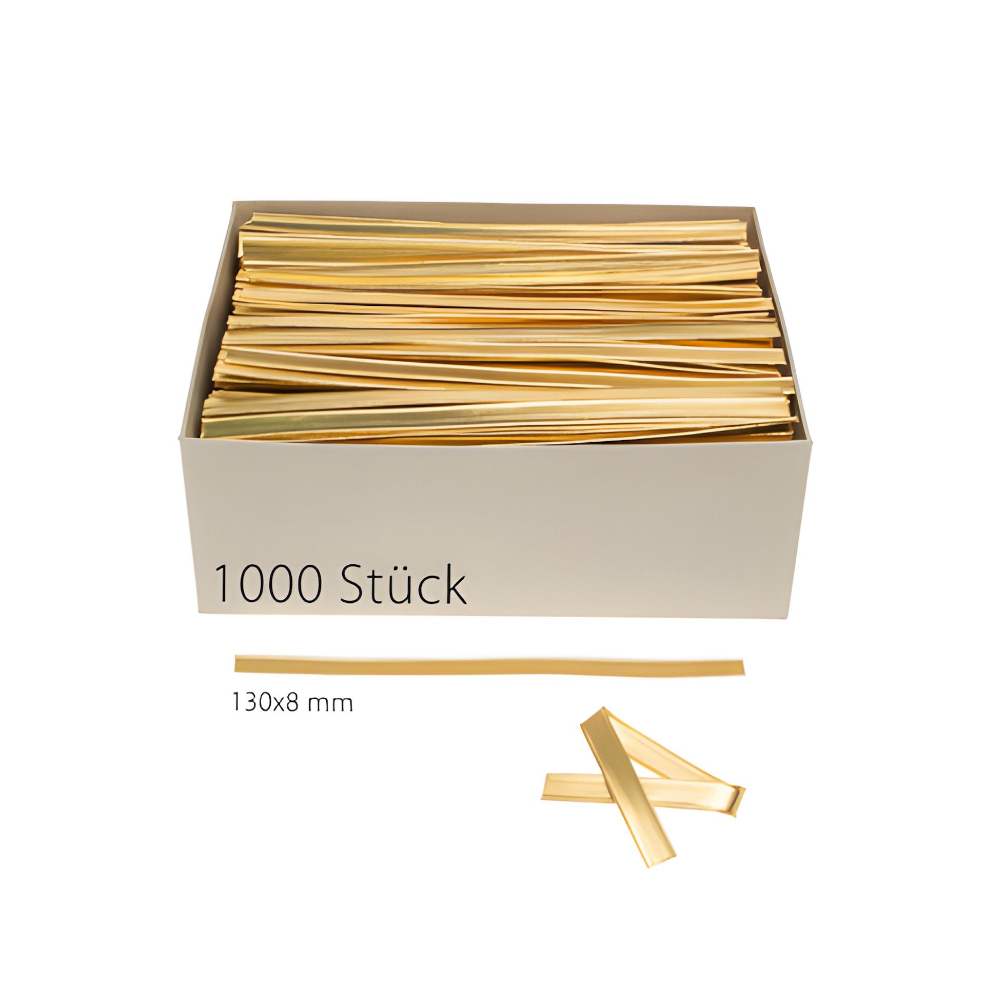 Clipbandverschlüsse 130 x 8 mm gold, 1000 Stück