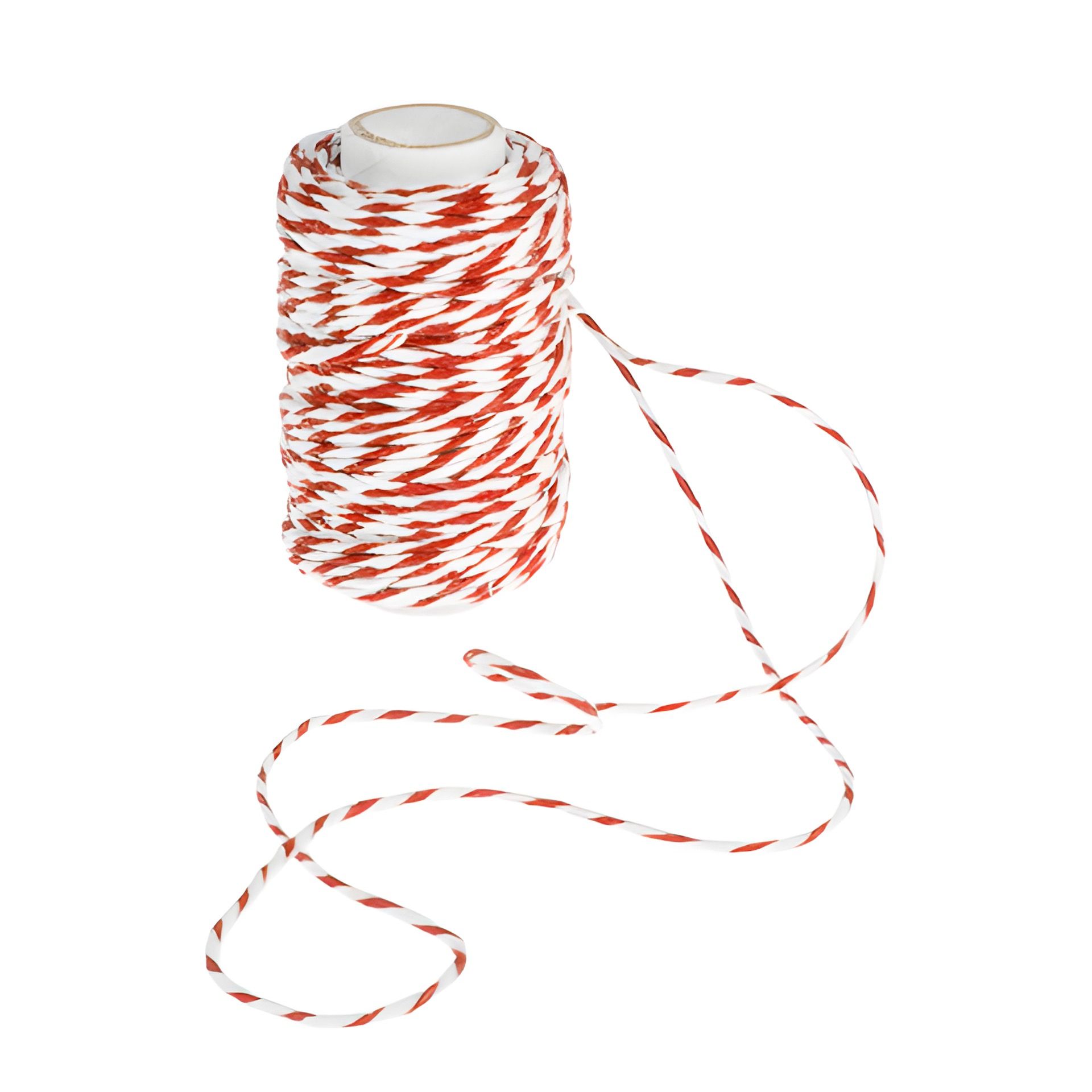 Baumwollkordel 25 m, 2 mm weiß/rot