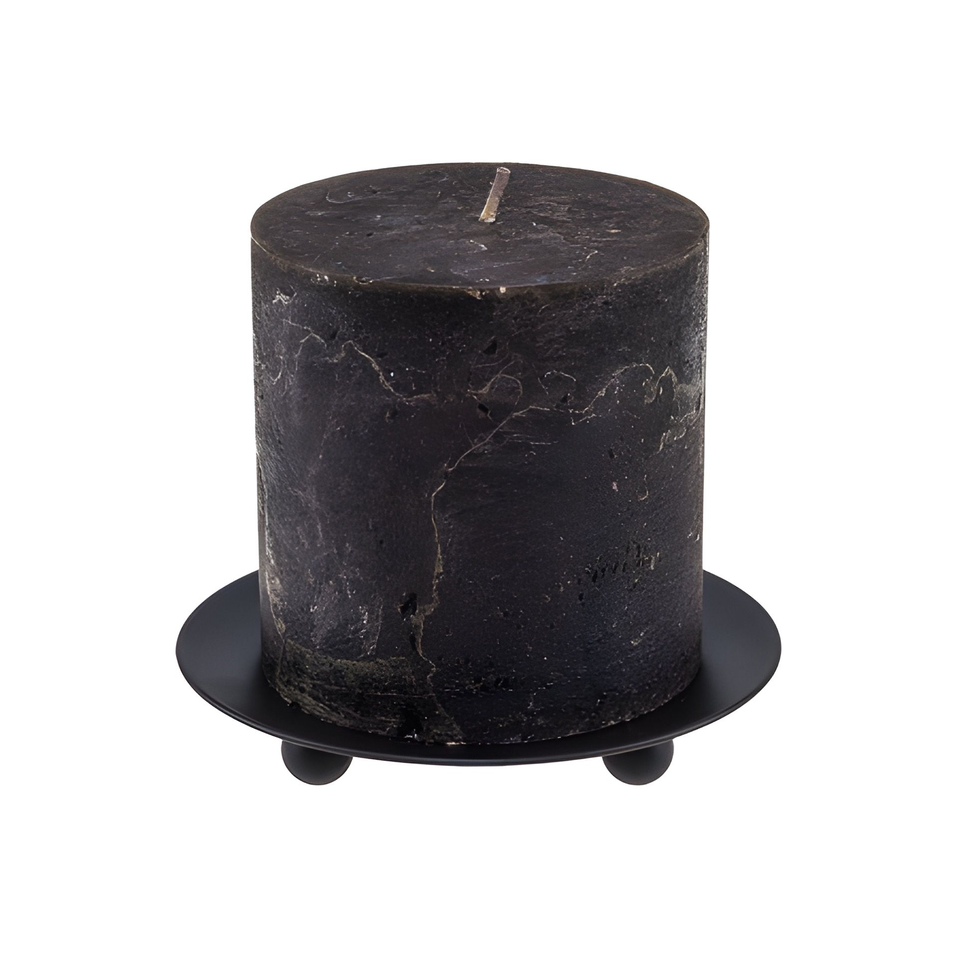 Stumpenkerze 'Rustik' Ø 9 cm, schwarz