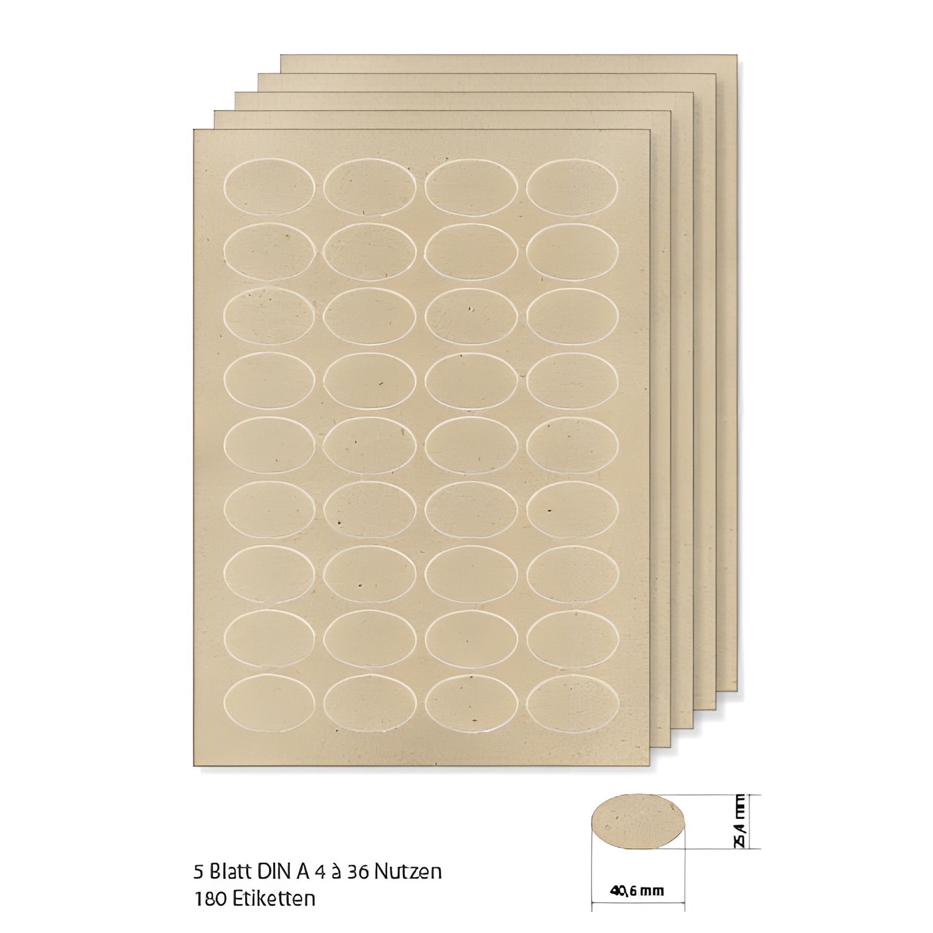 Grasetiketten oval 40,6 x 25,4 mm, 5 Blatt A4, 180 Stück