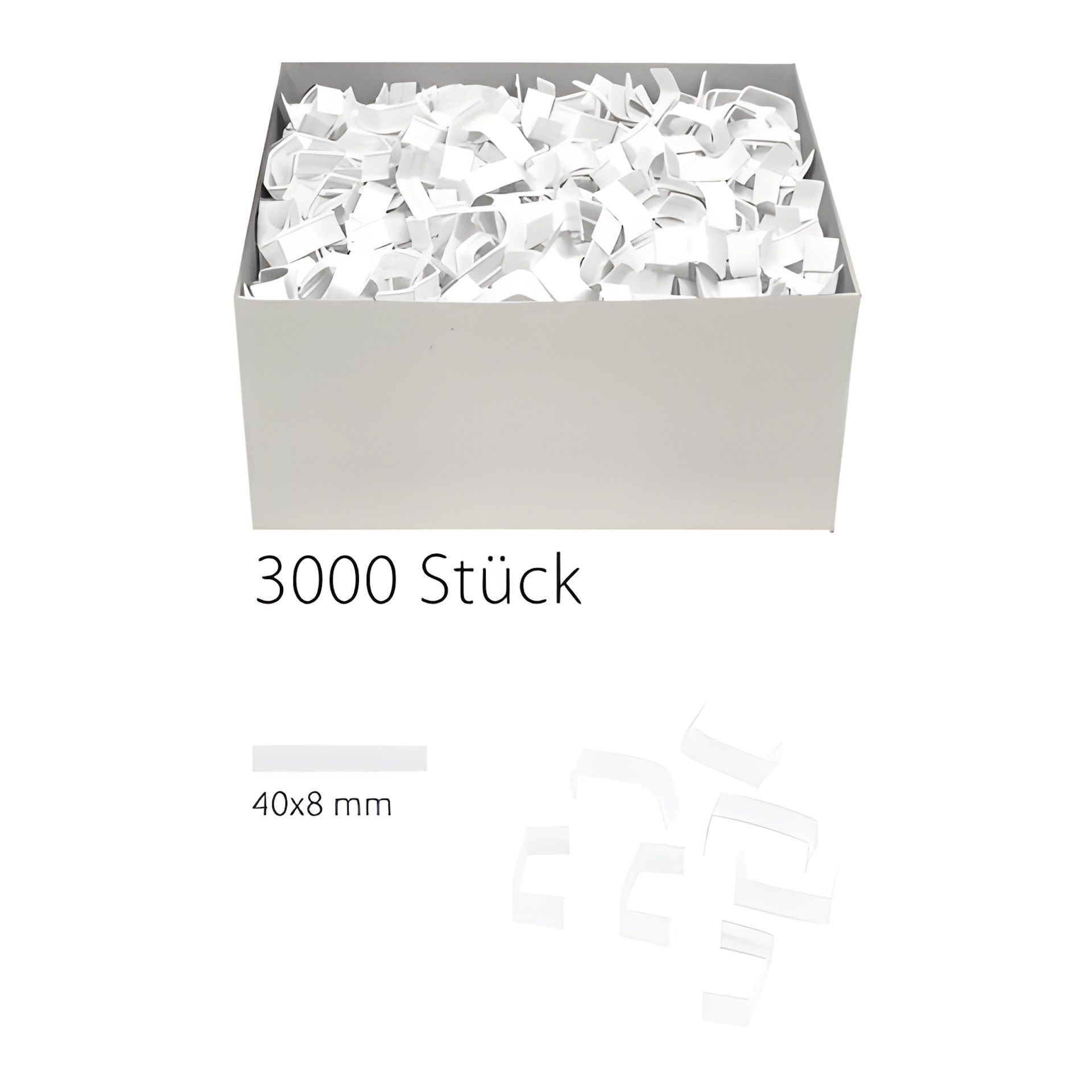 U-Clips 40 x 8 mm weiß, 3000 Stück
