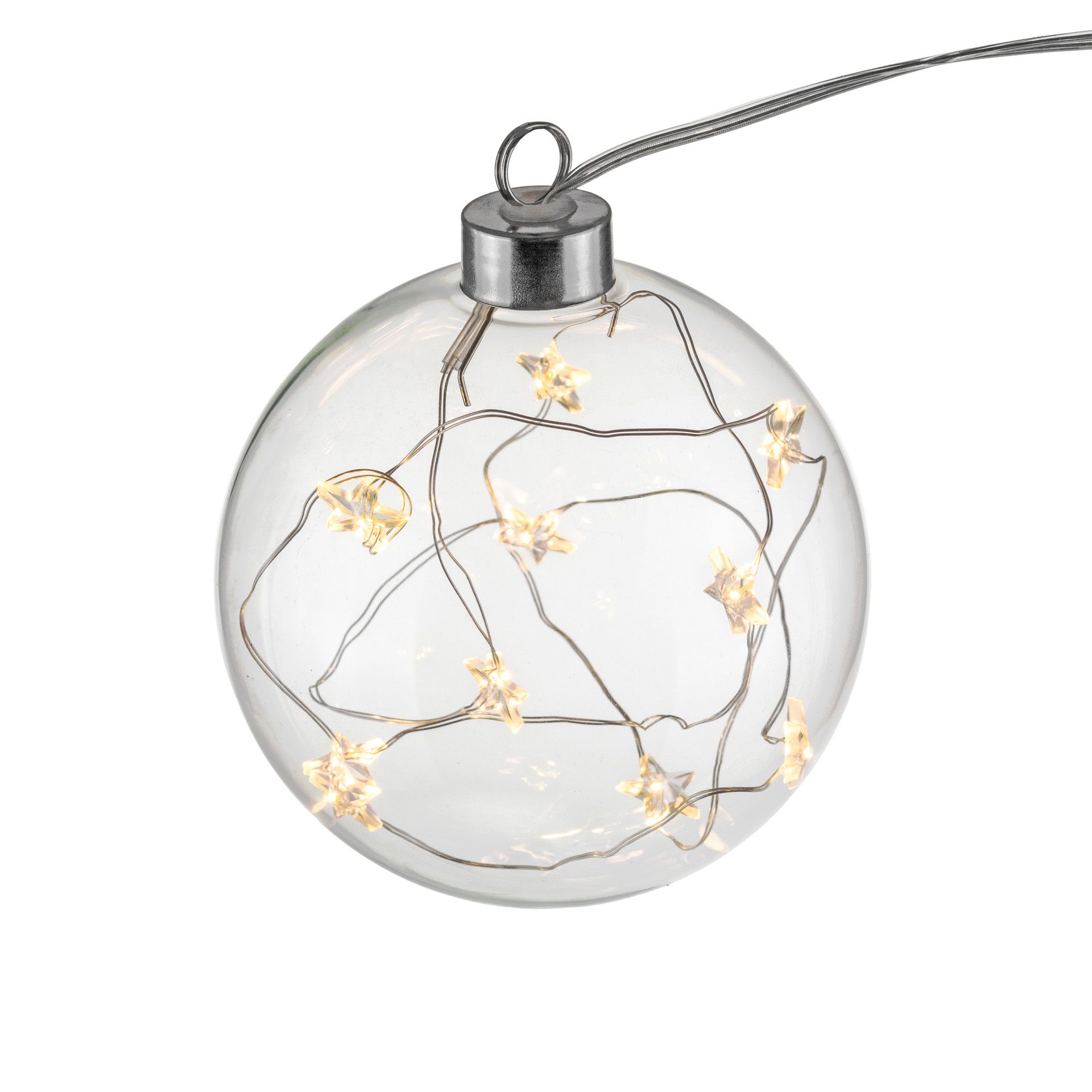 Anhänger 'Kugel mit Sternen' Ø 10 cm, 10  LEDs