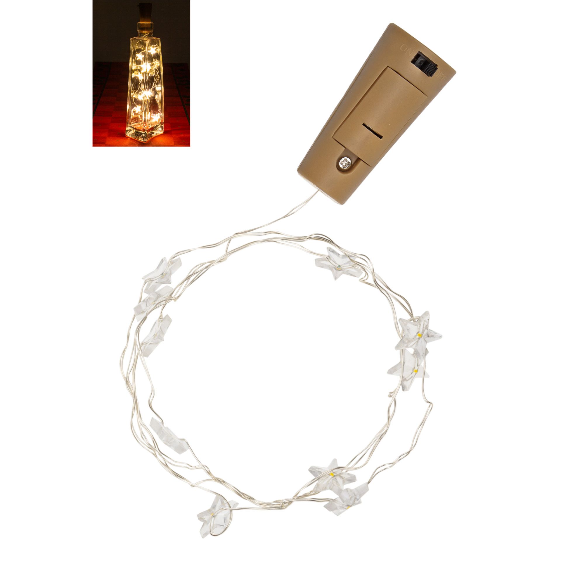 Flaschenlicht 'Sterne', 10 LEDs
