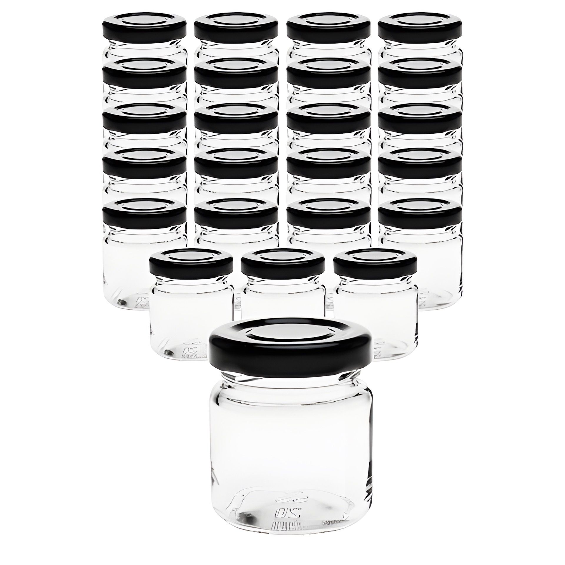 24er Set Rundglas 53 ml mit Deckel schwarz