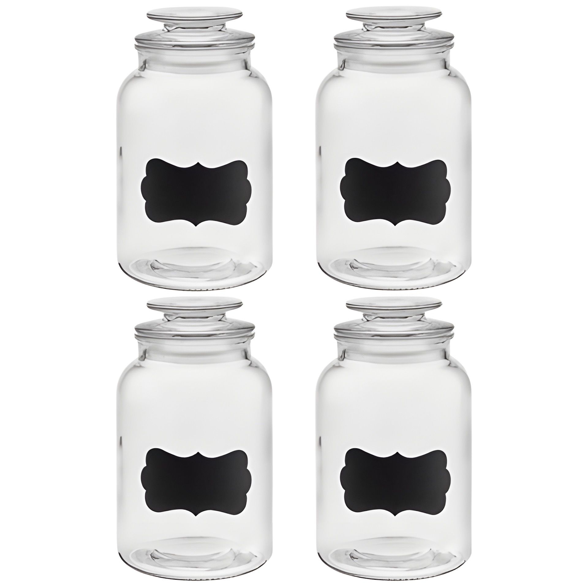 Vorratsglas 1400 ml beschreibbar mit Glasdeckel, 4er Pack