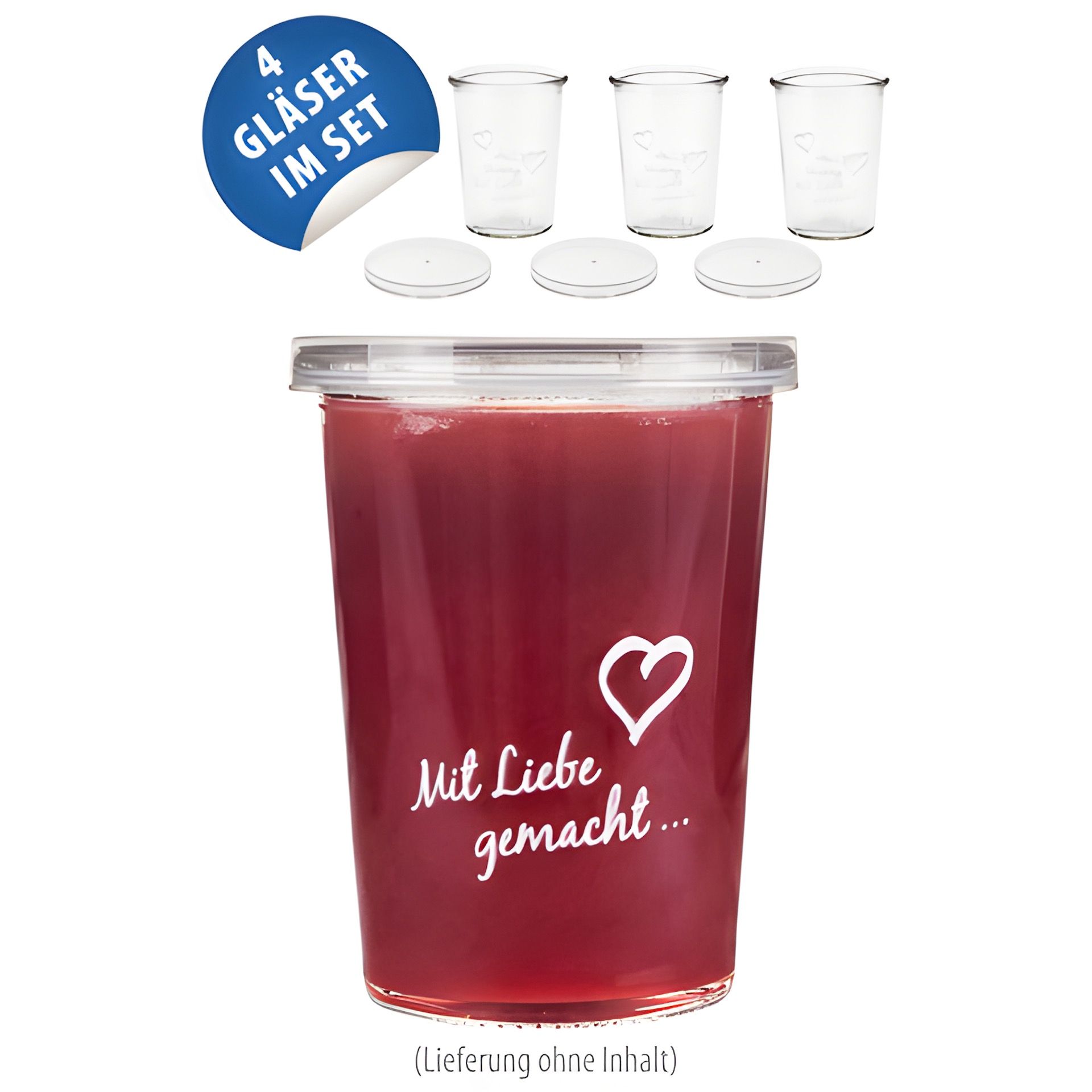 Becherglas 150 ml 'Mit Liebe gemacht', 4er Set