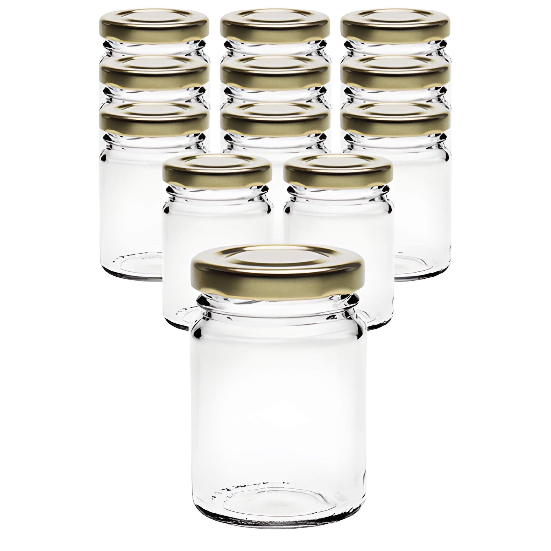 12er Set Pott 106 ml mit Deckel gold