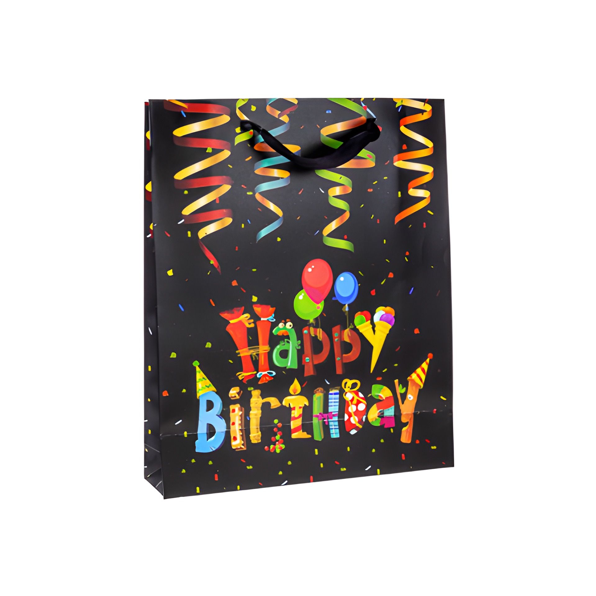 Geschenktüte 'Happy Birthday mit Glitzer', mittel