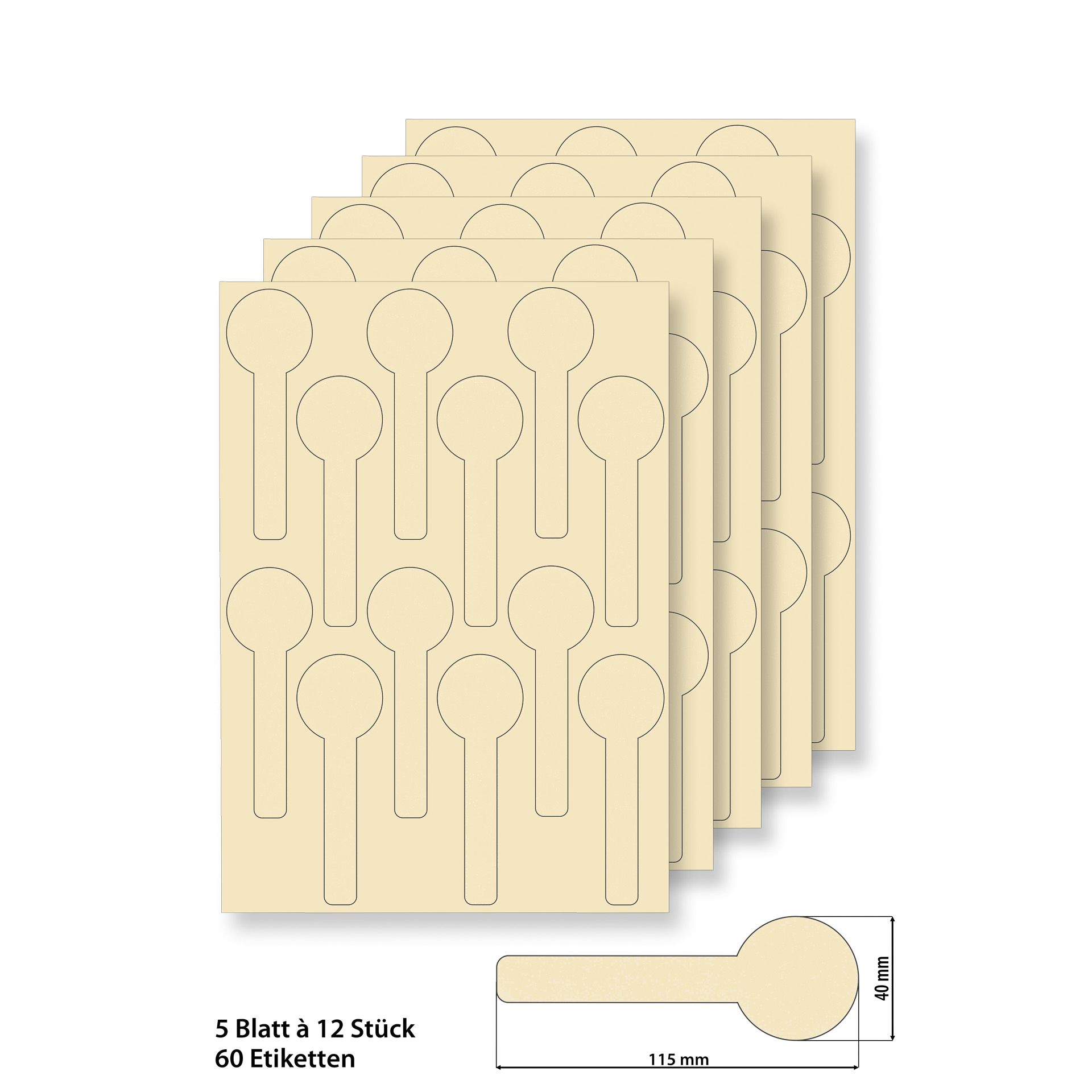 Siegeletiketten creme -  5 Blatt A4