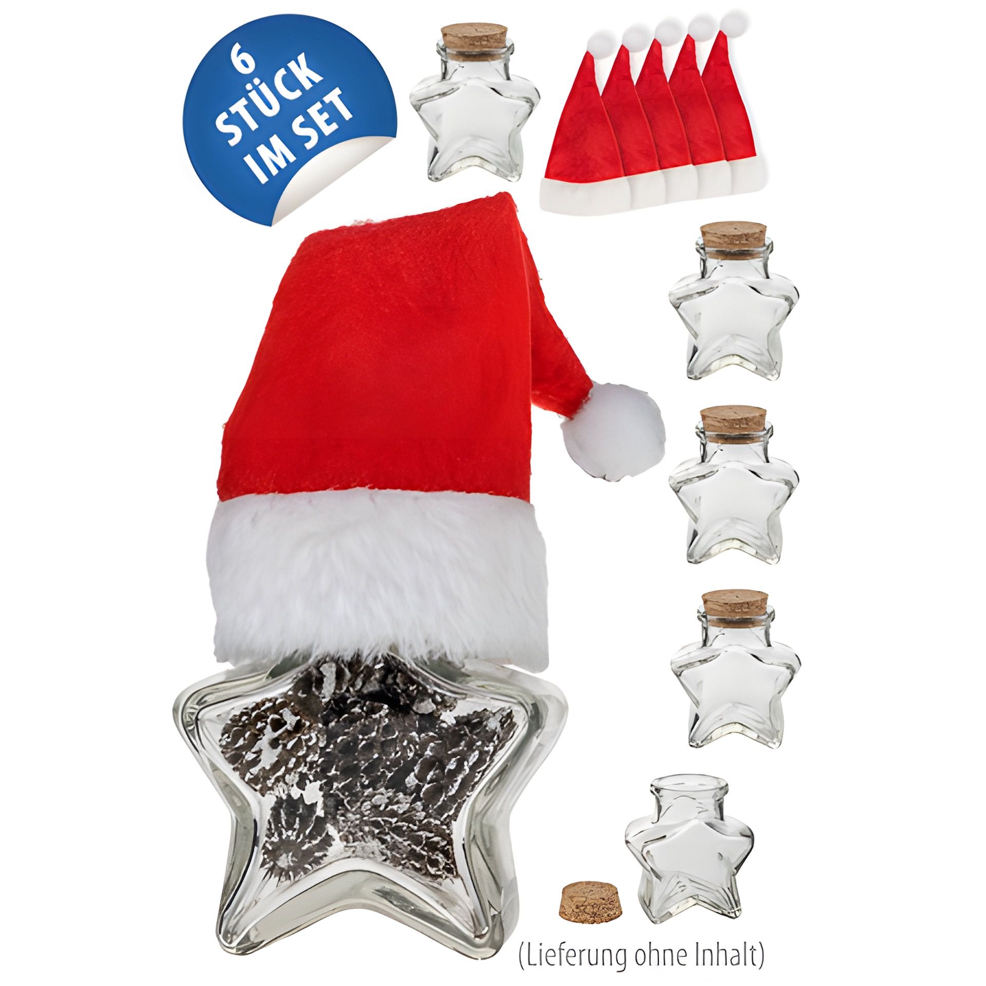 Deko-Glas 'Weihnachtsstern', 6er Set