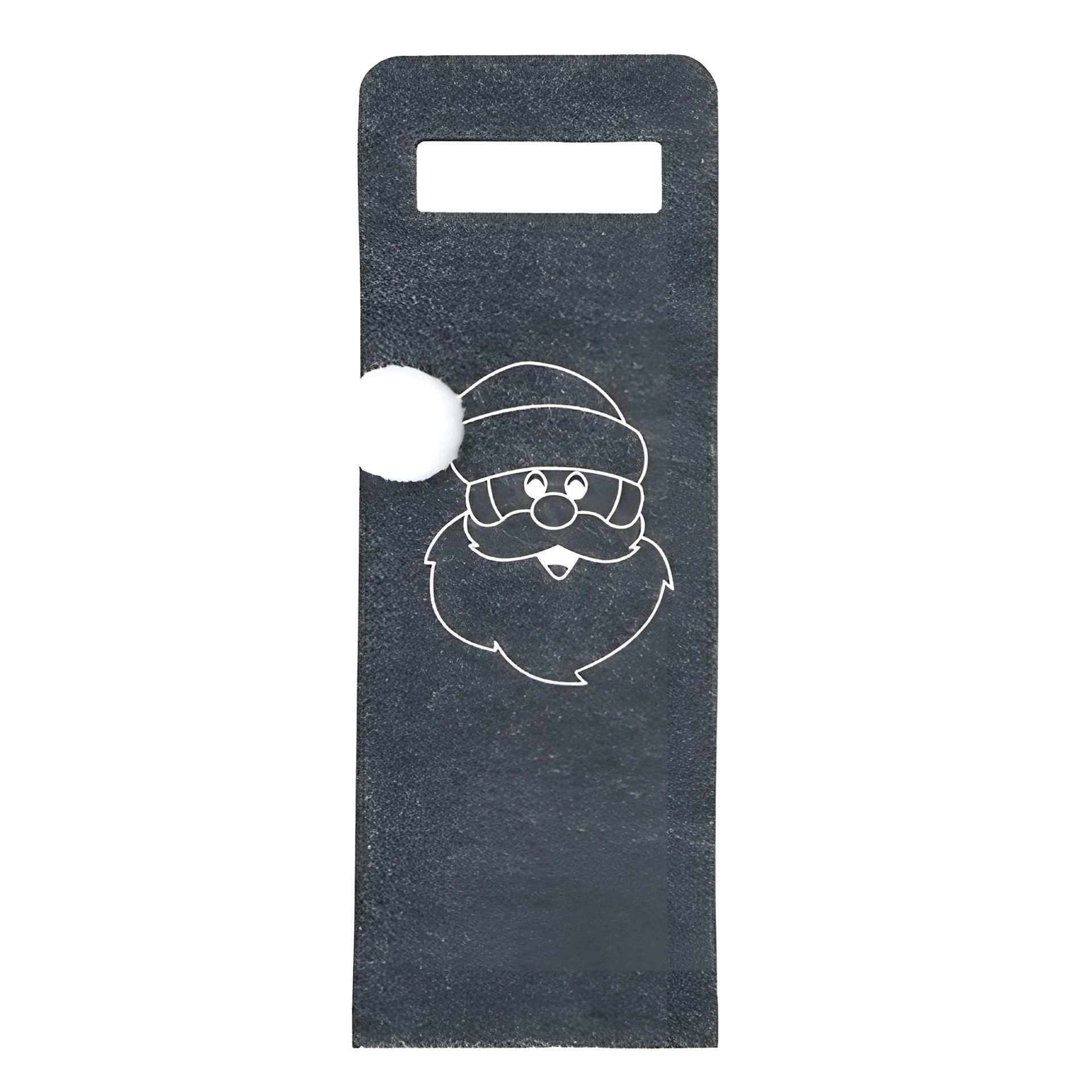 Flaschentasche 'Santa mit Bommel' Filz, 15 x 41 cm, grau