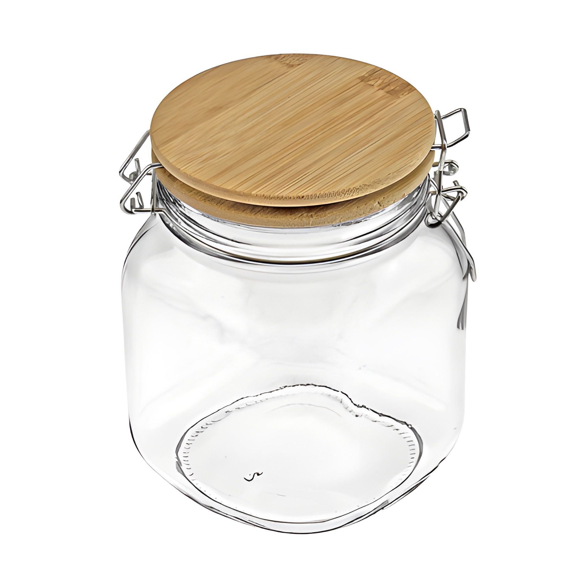 Bügelglas 1000 ml eckig mit Bambusdeckel