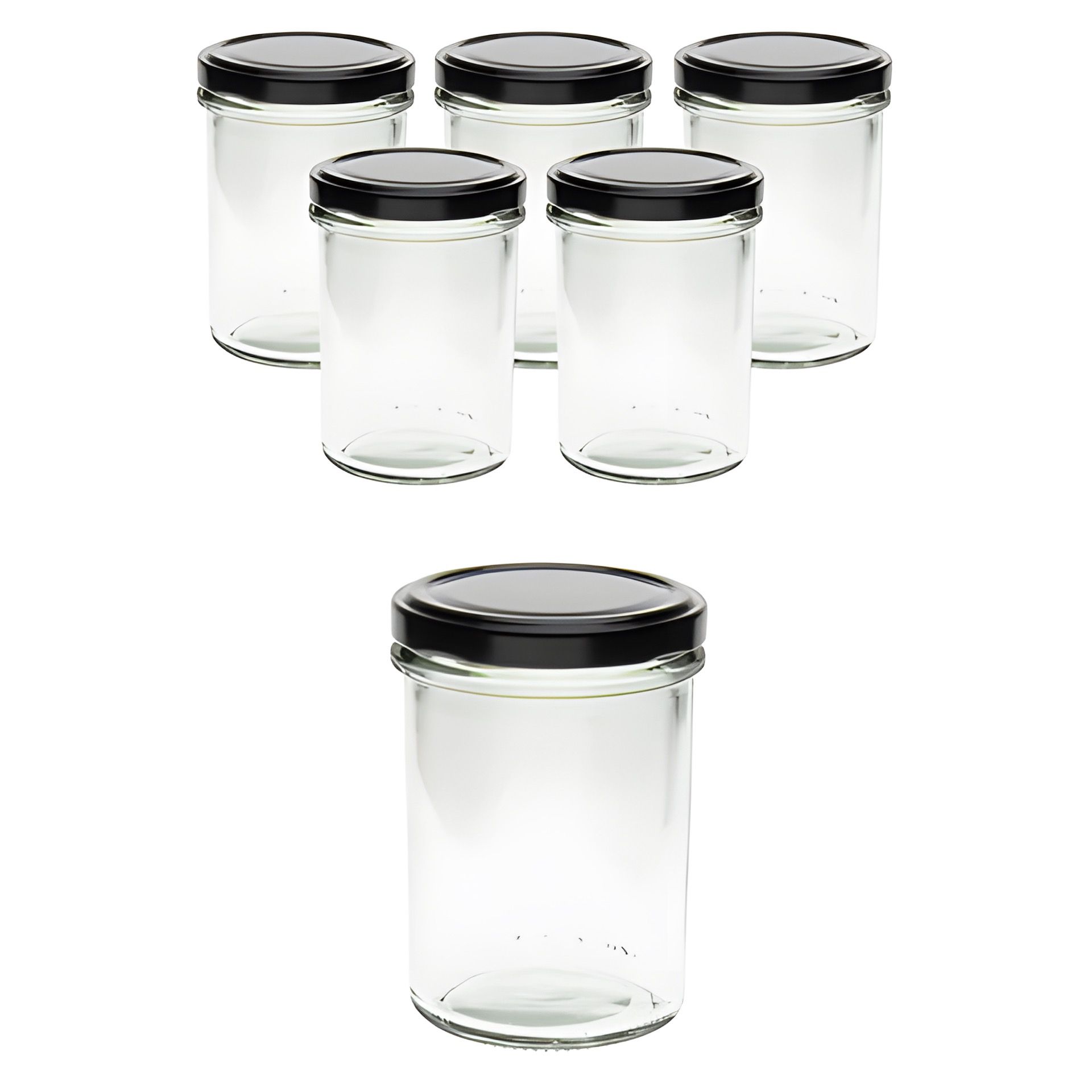 6er Set Sturzglas 230 ml hoch mit Deckel schwarz