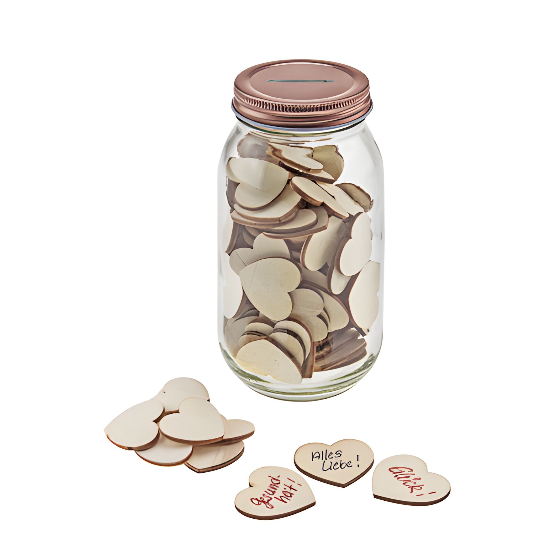 Wunschglas 740 ml mit 100 Herzen