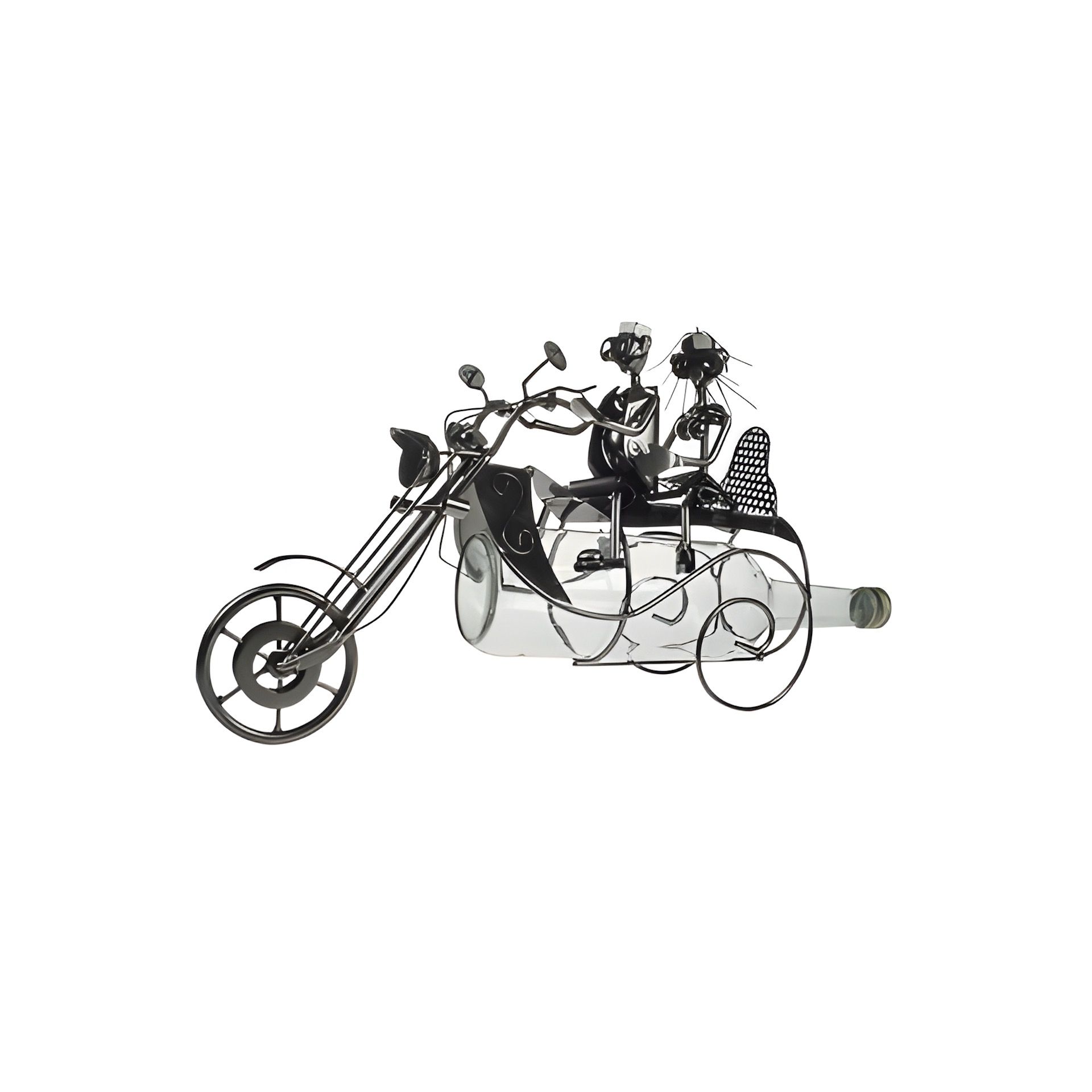 Wein-Flaschenhalter 'Pärchen auf Motorrad'