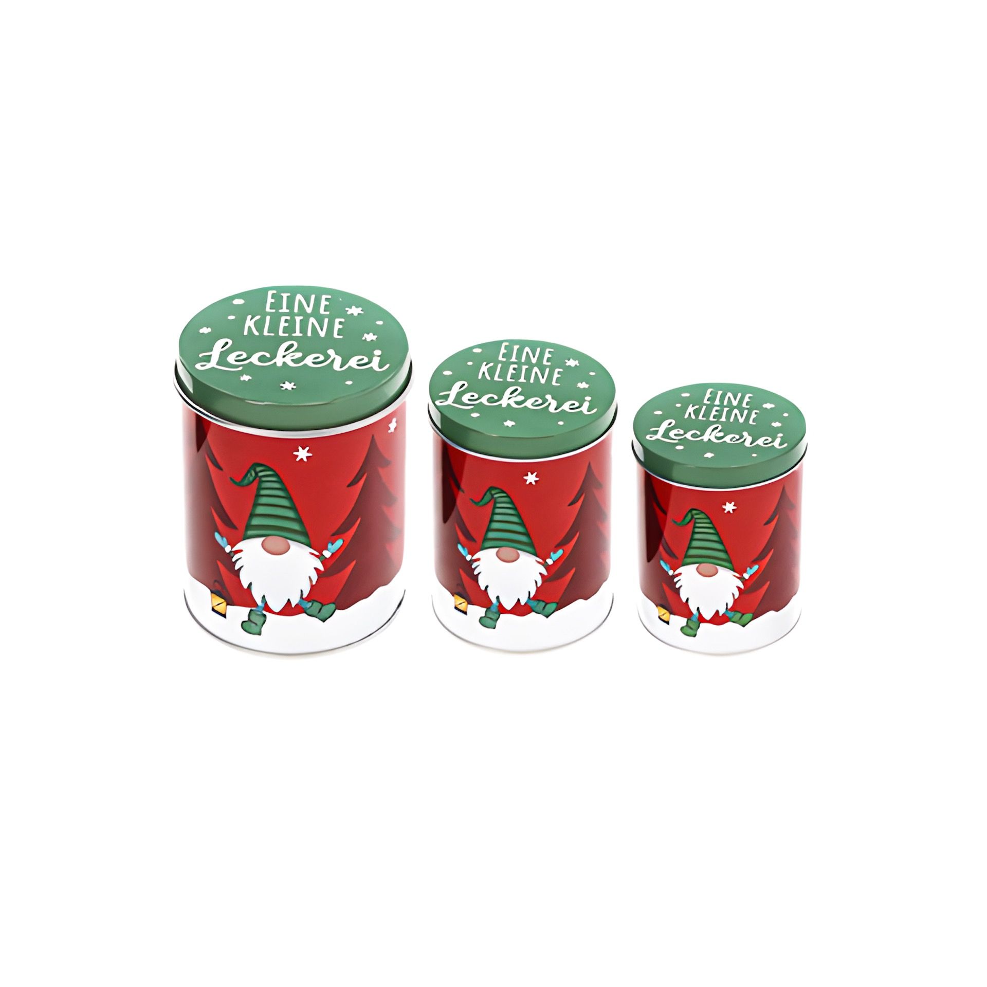 Weihnachtsdose 'Wichtel' rot, 3er Set