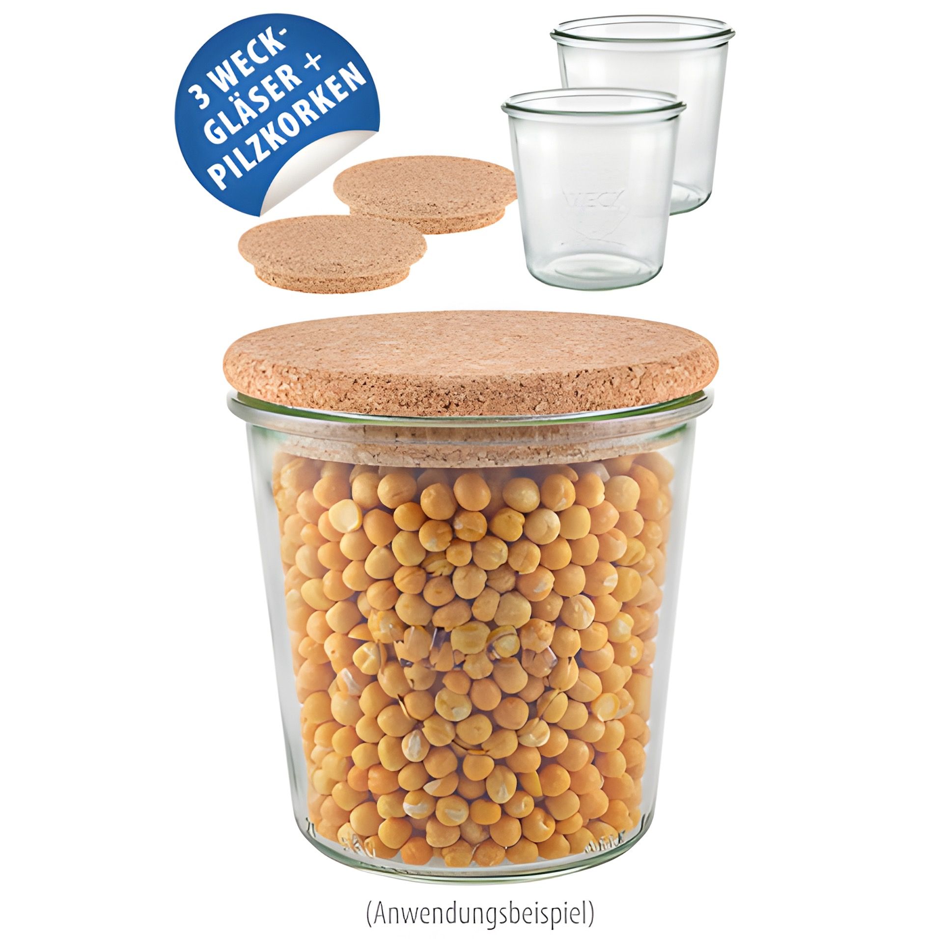 WECK-Sturzglas 580 ml mit Pilzkorken, 3er Set