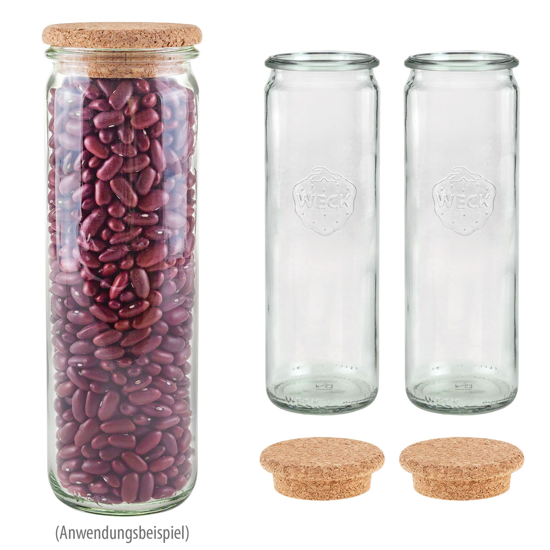 WECK-Zylinderglas  600 ml mit Pilzkorken, 3er Set