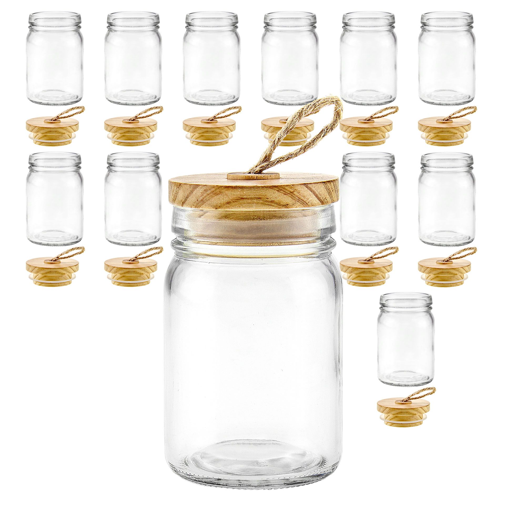 Deko-Glas 240 ml mit Holzdeckel, 12 Stück