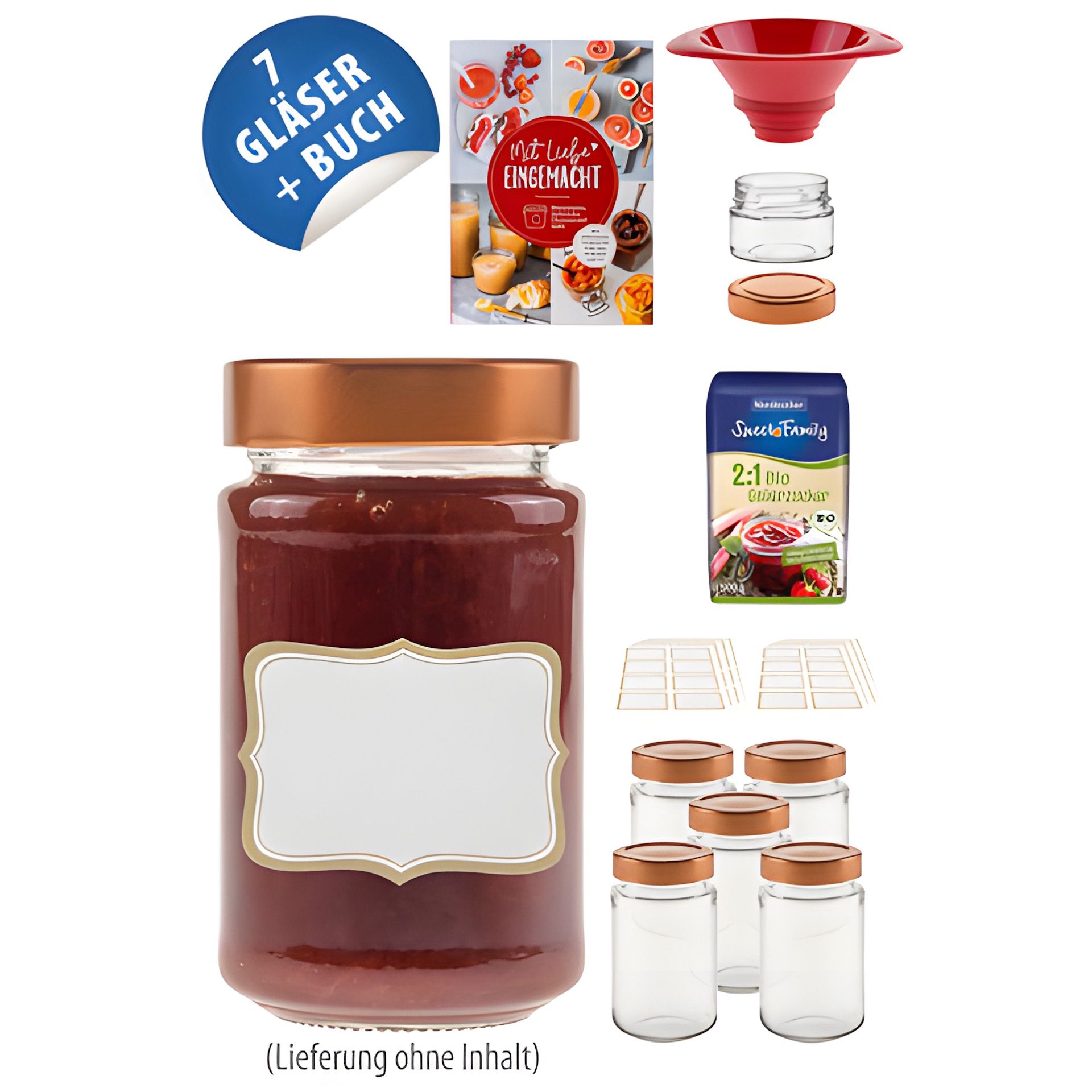 Marmeladengläser Deep kupfer, 6er Einsteiger Set mit Buch