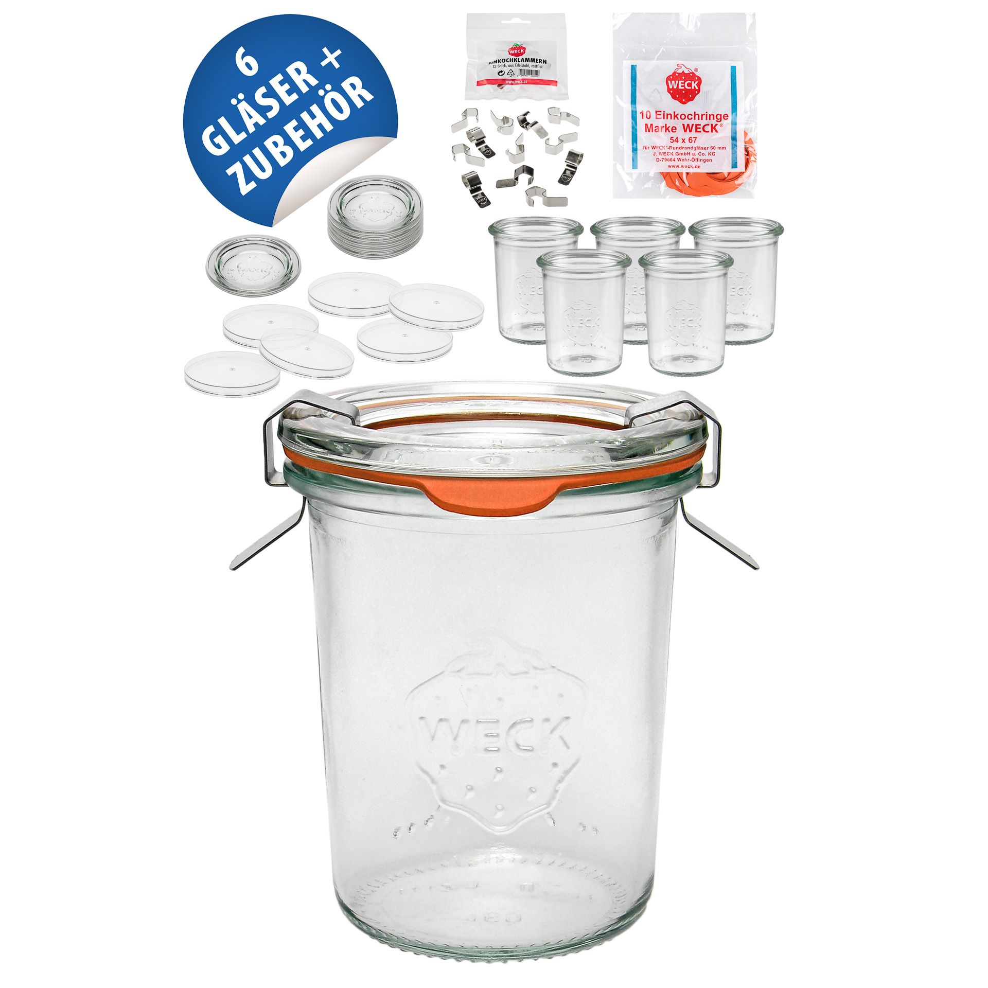 WECK-Mini-Sturzglas 160 ml mit Klarsichtdeckel, 6er Set