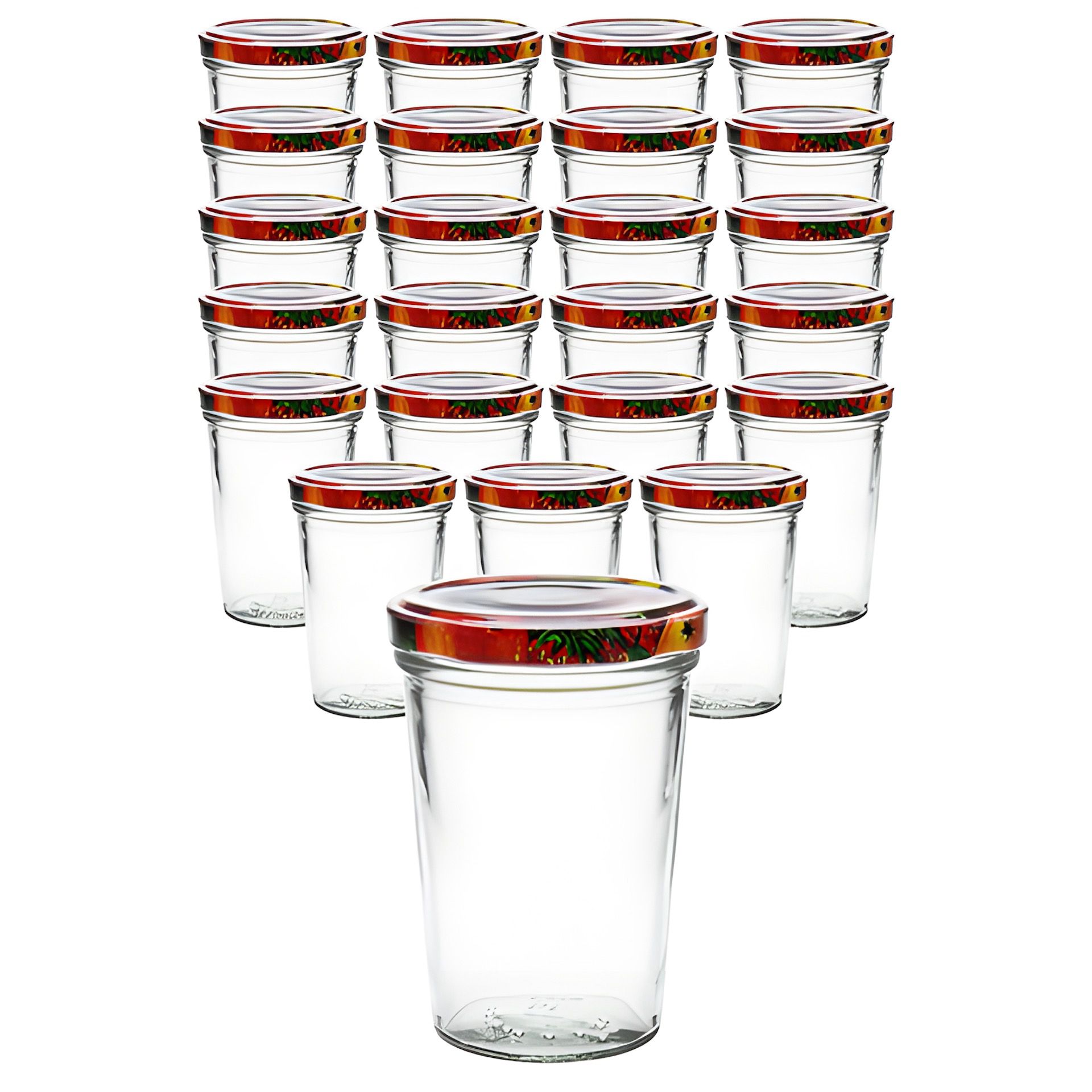 24er Set Becherglas 150 ml TO 66 mit Deckel Obstdekor