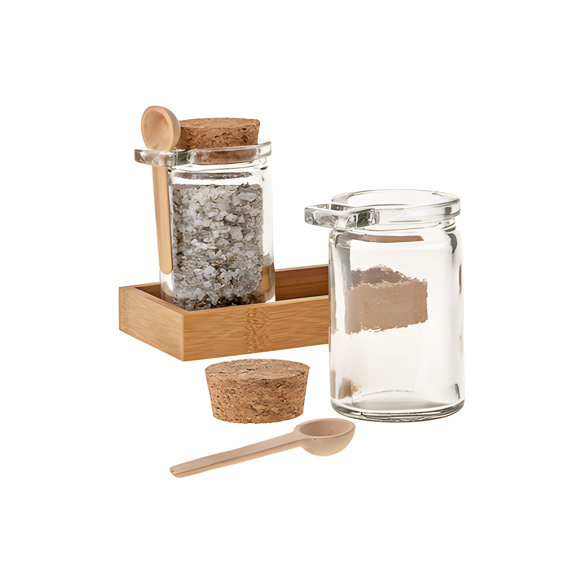 Korkenglas 120 ml mit Löffel + Tablett, 7-teilig