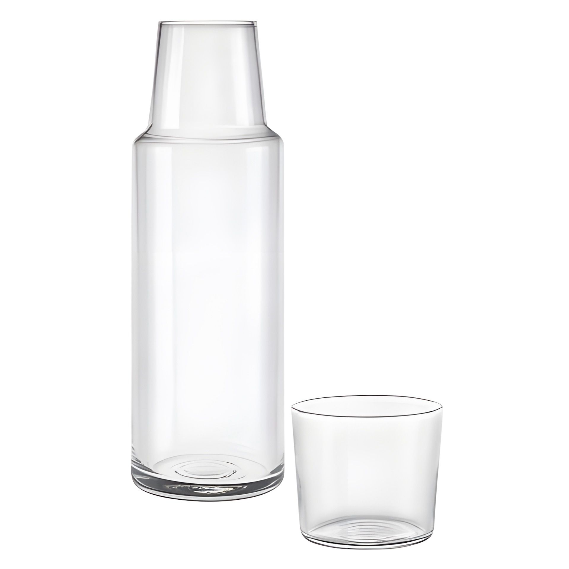 Glasflasche 1 Liter mit Trinkglas, 2-teilig