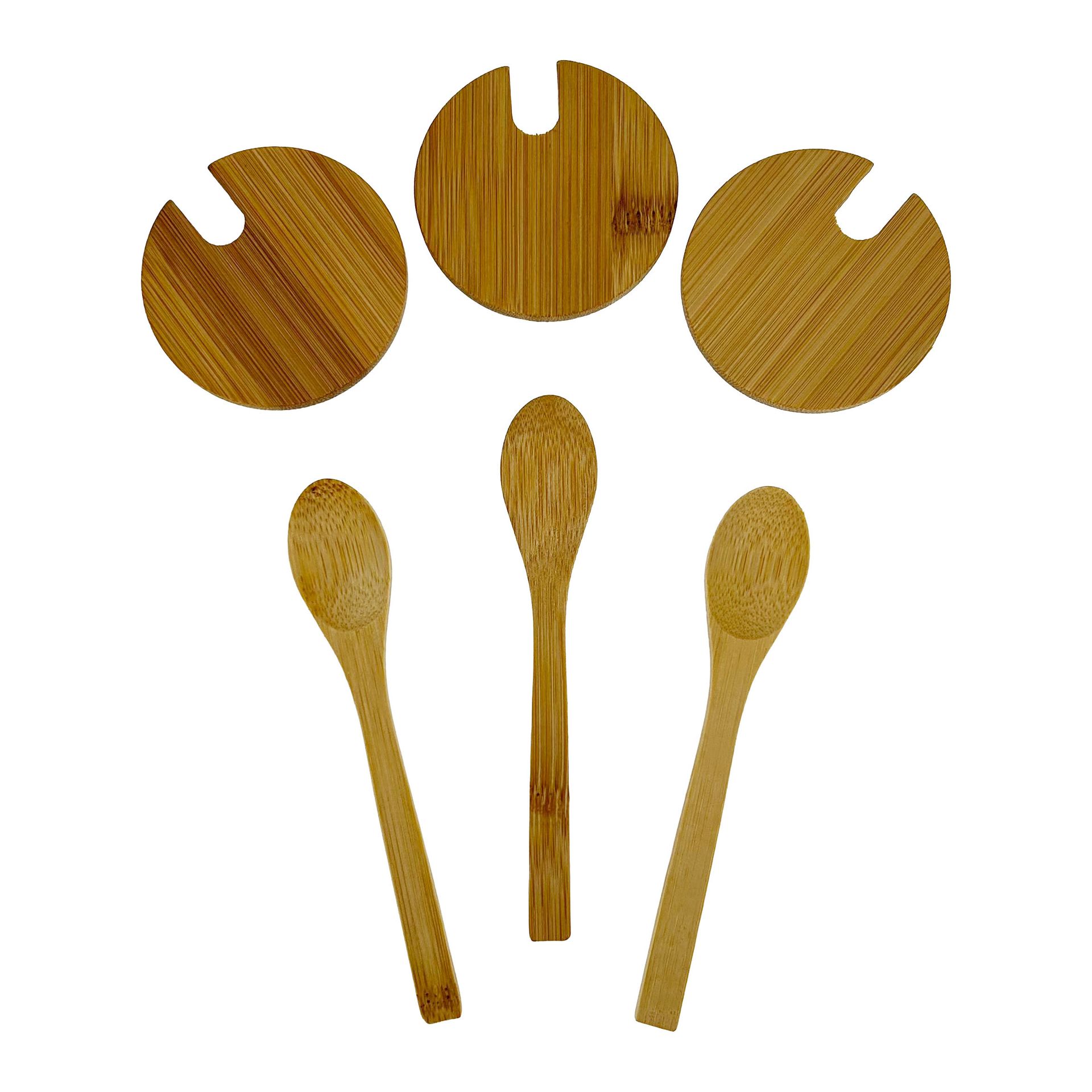 Bambusdeckel Ø 67 mm mit Löffel, 3er Set