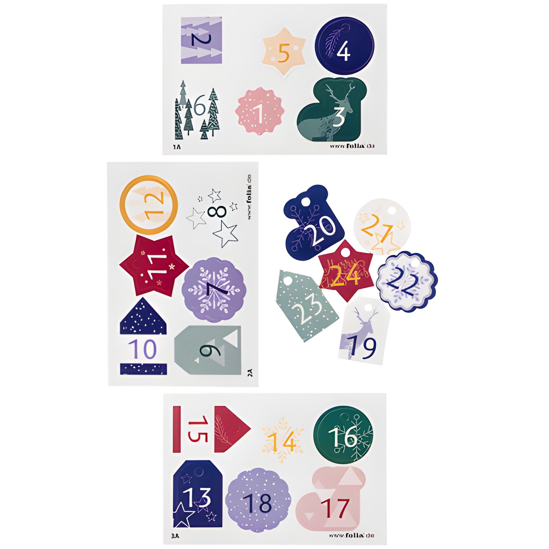 Folia Adventskalender-Beutel beige/weiß, 49-teilig