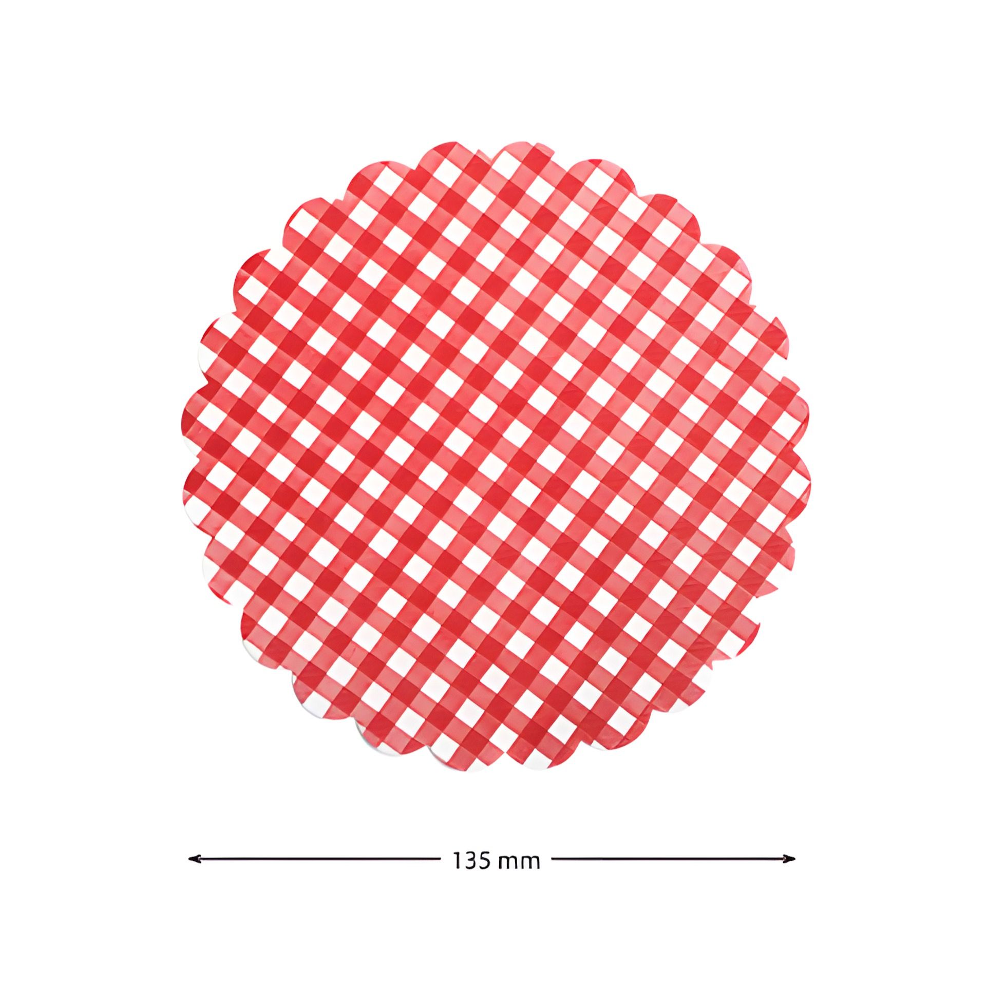 Vliesdeckchen Ø 135 mm rot kariert, 10 Stück