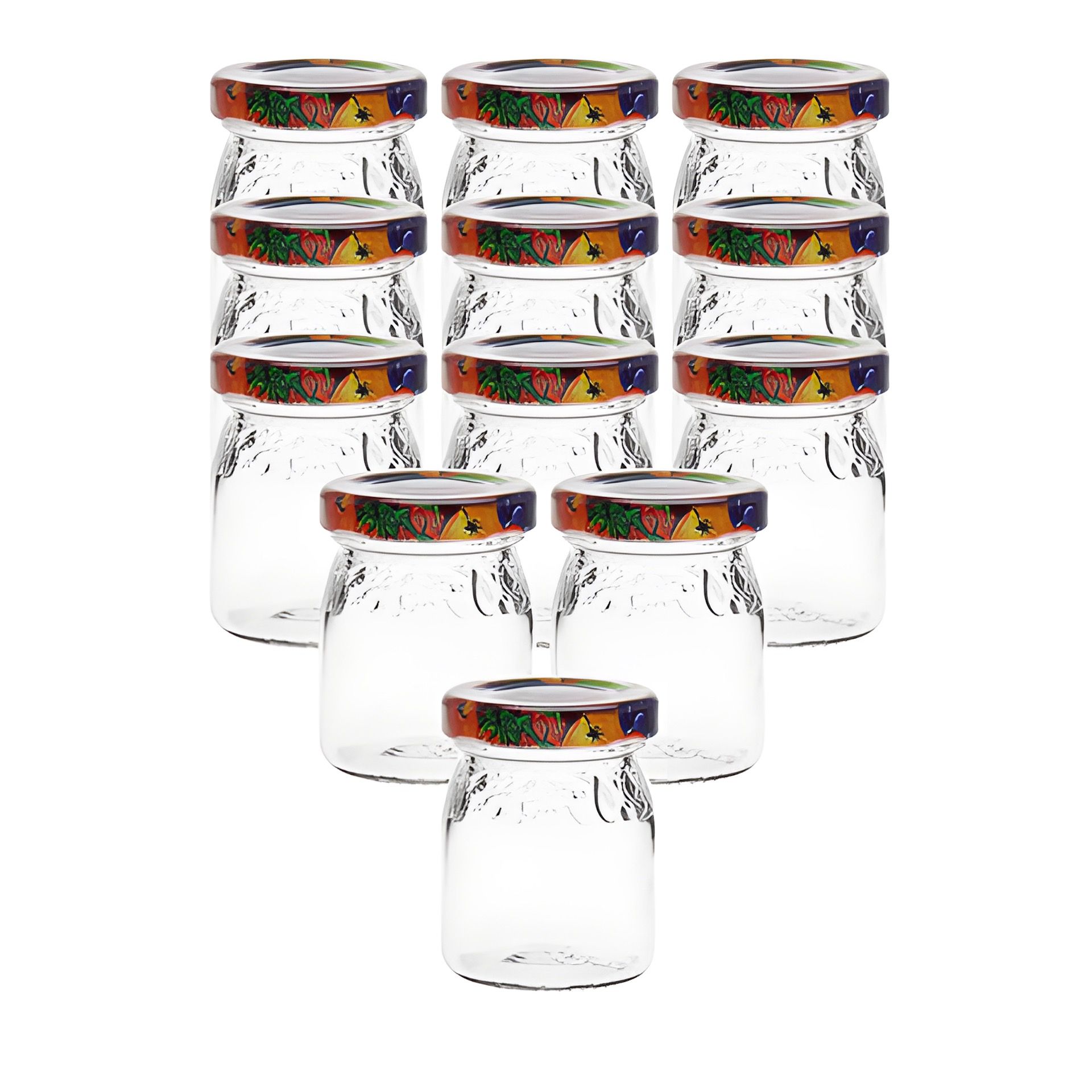12er Set Schmuckglas 'Fruchtdekor' 50 ml mit Deckel Obstdekor