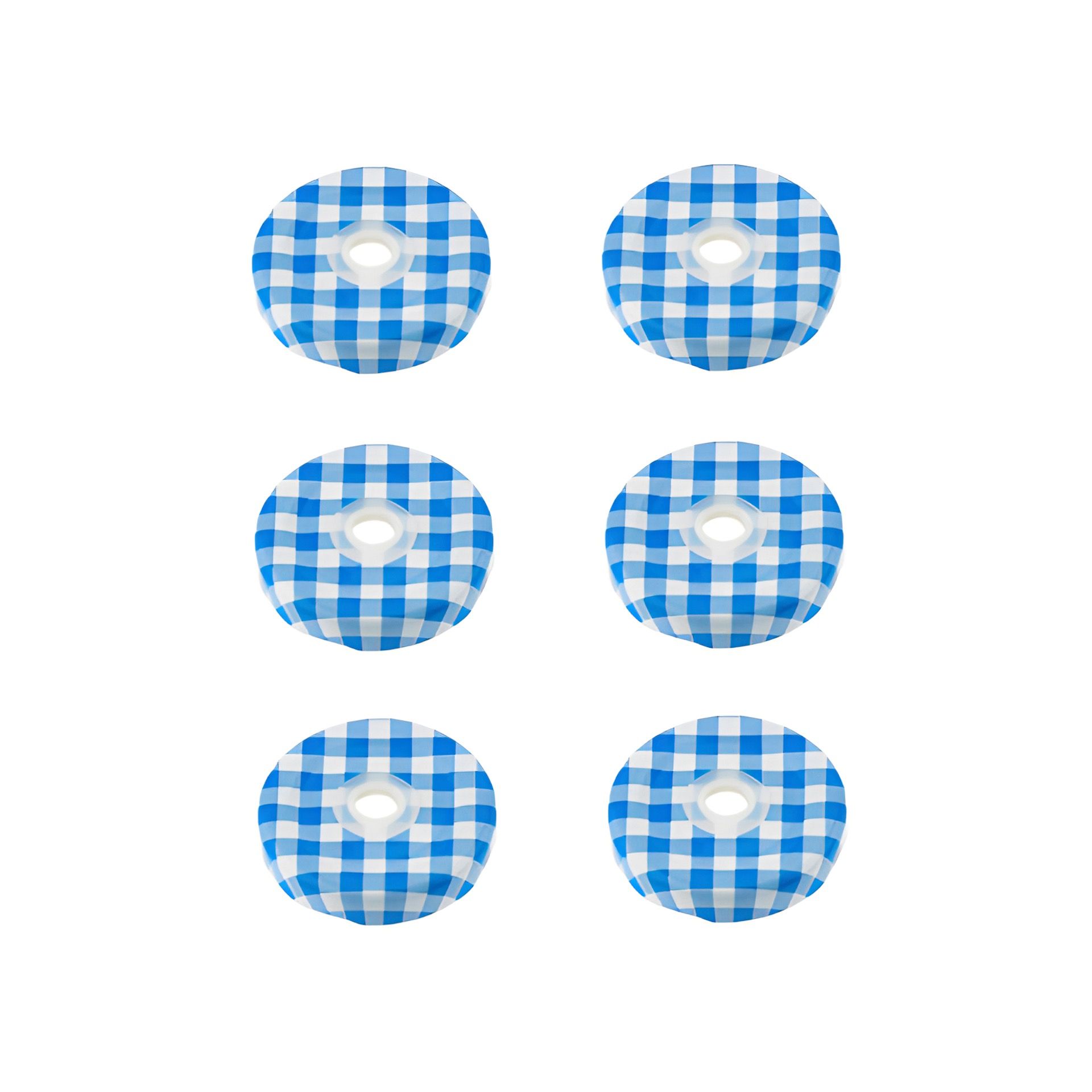 TO 43 Trinkhalmdeckel blau kariert, Loch Ø 8 mm, 6 Stück