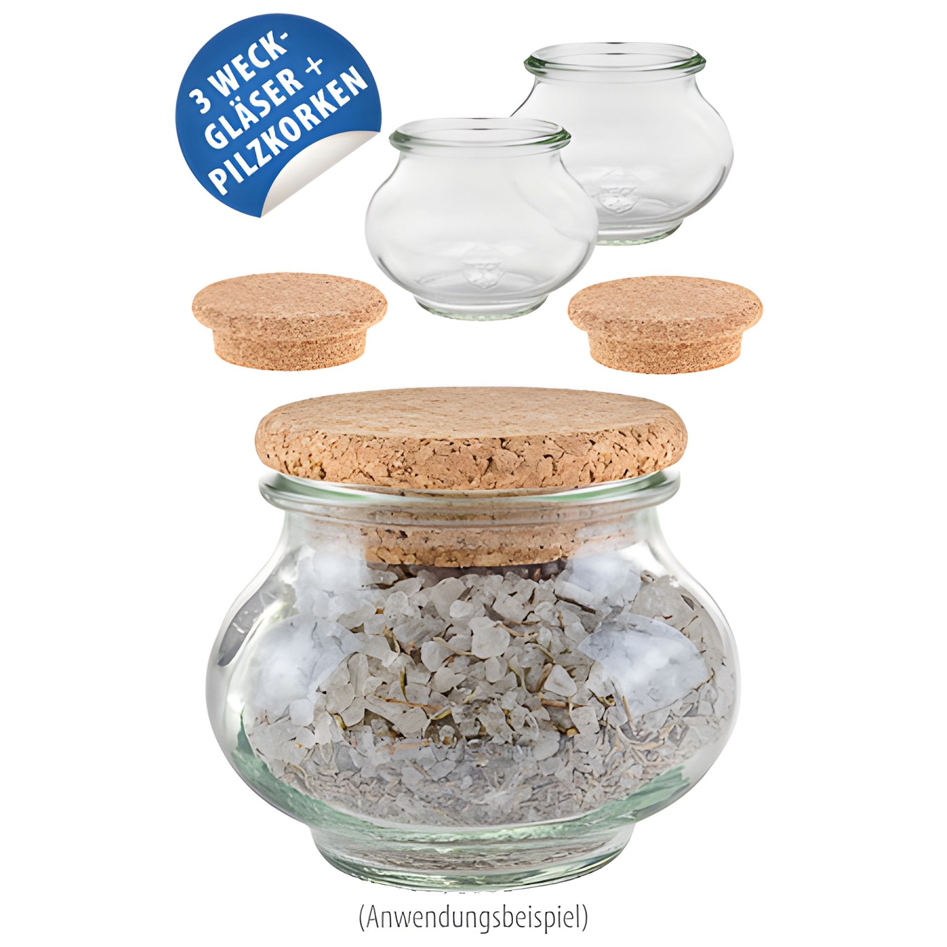 WECK-Schmuckglas  220 ml mit Pilzkorken, 3er Set
