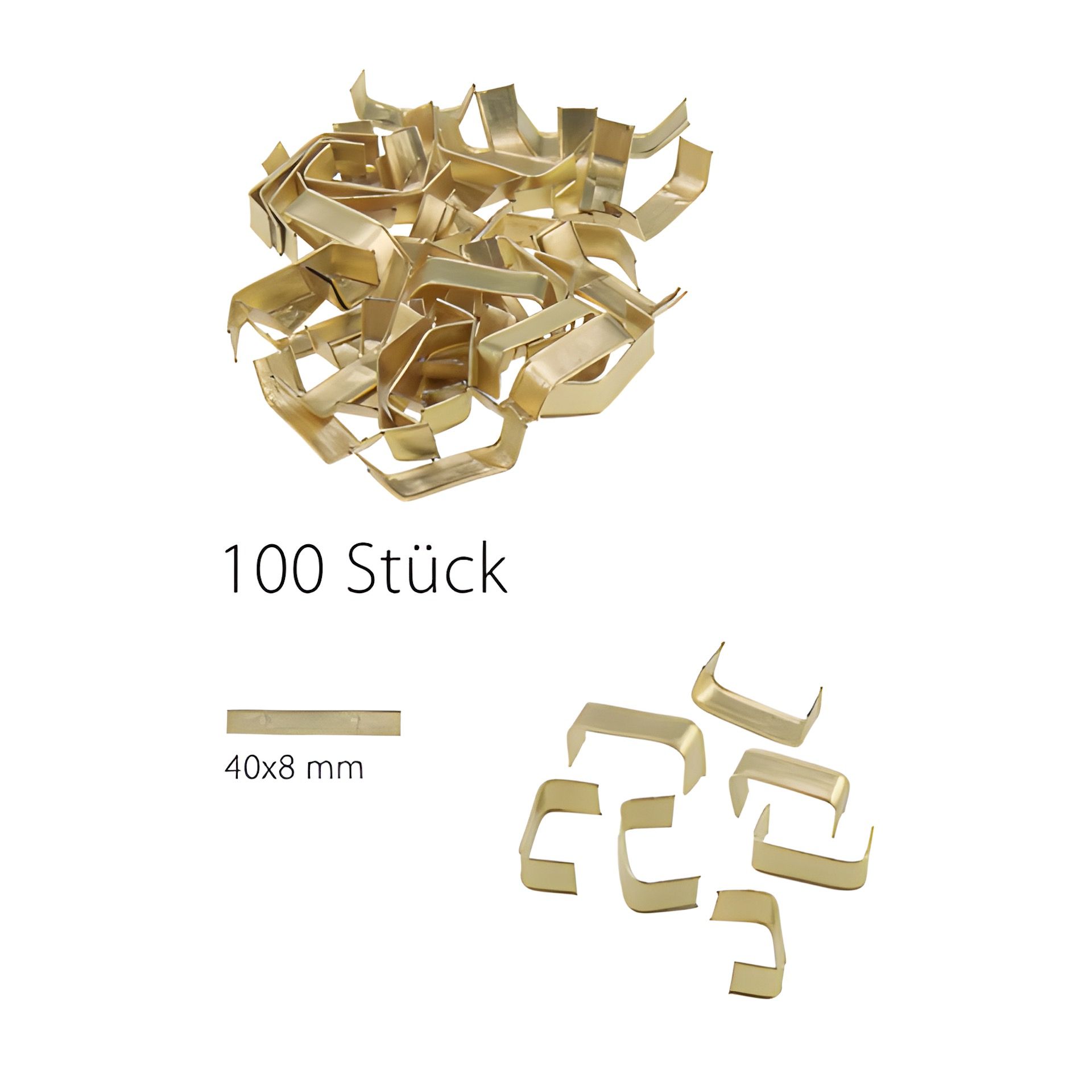 U-Clips 40 x 8 mm gold, 100 Stück